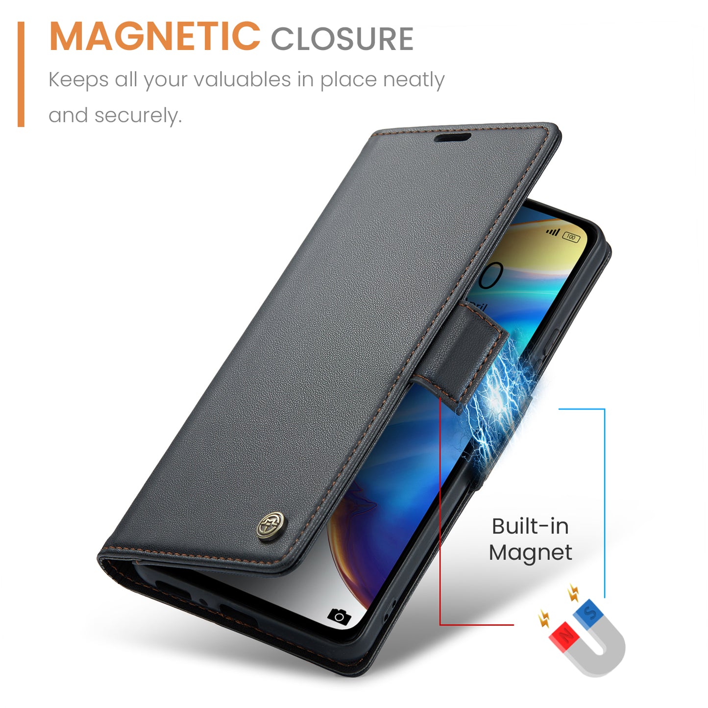 Caseme 023 Series For Xiaomi Mi 10T 5G / Mi 10T Pro 5G / Redmi K30S RFID Blocking PU Leather Wallet Case Stand Phone Cover - Black