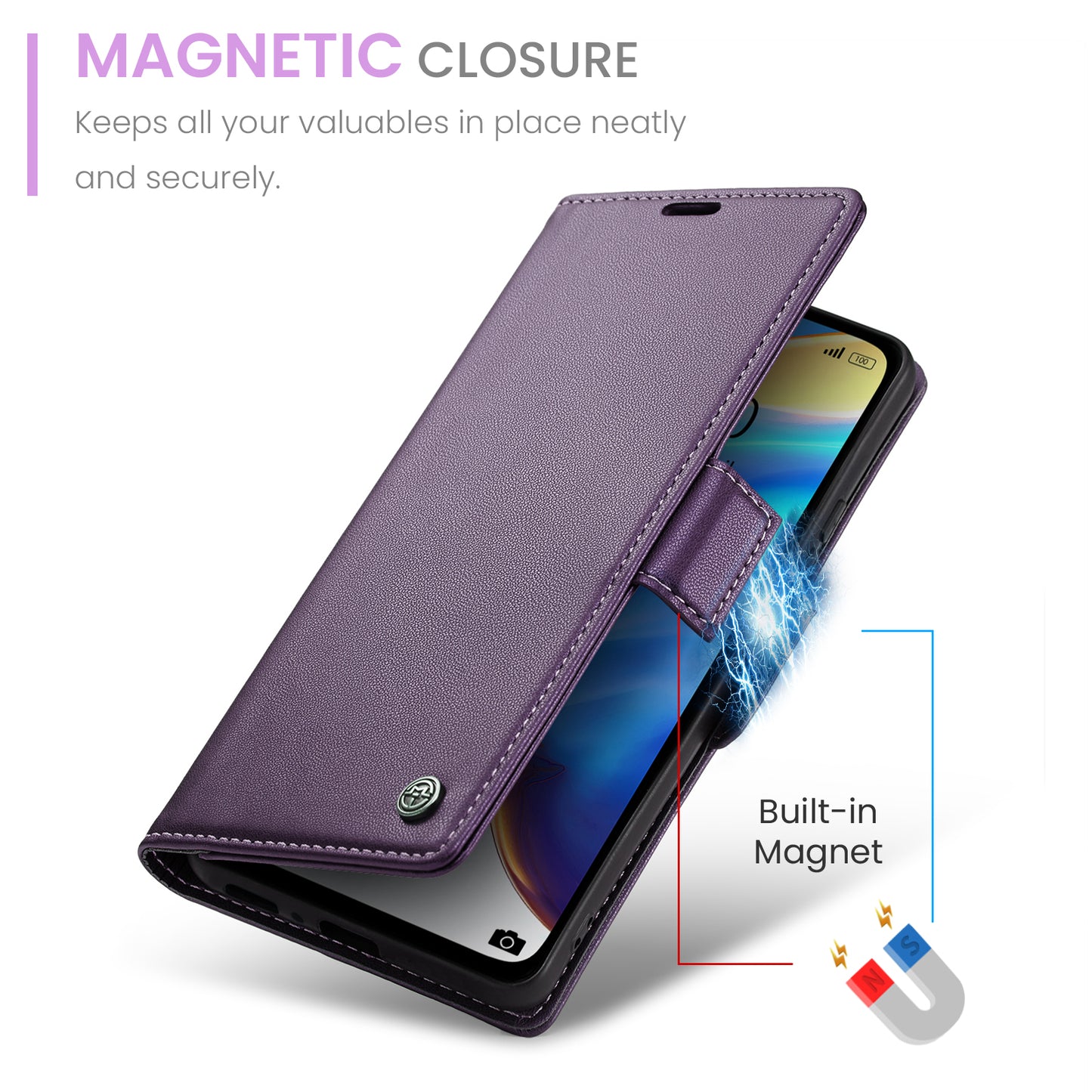 Caseme 023 Series For Xiaomi Mi 10T 5G / Mi 10T Pro 5G / Redmi K30S RFID Blocking PU Leather Wallet Case Stand Phone Cover - Purple