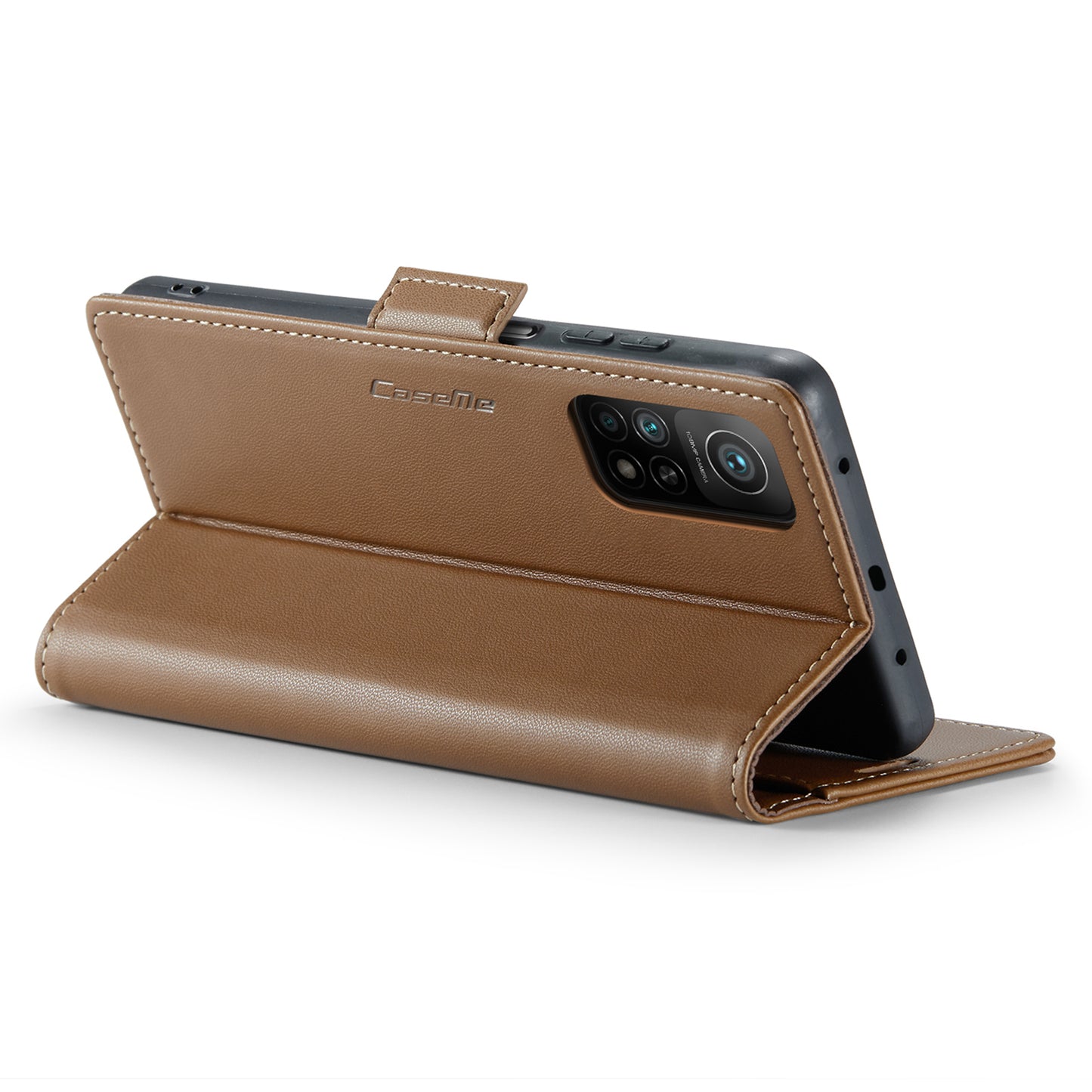 Caseme 023 Series For Xiaomi Mi 10T 5G / Mi 10T Pro 5G / Redmi K30S RFID Blocking PU Leather Wallet Case Stand Phone Cover - Brown