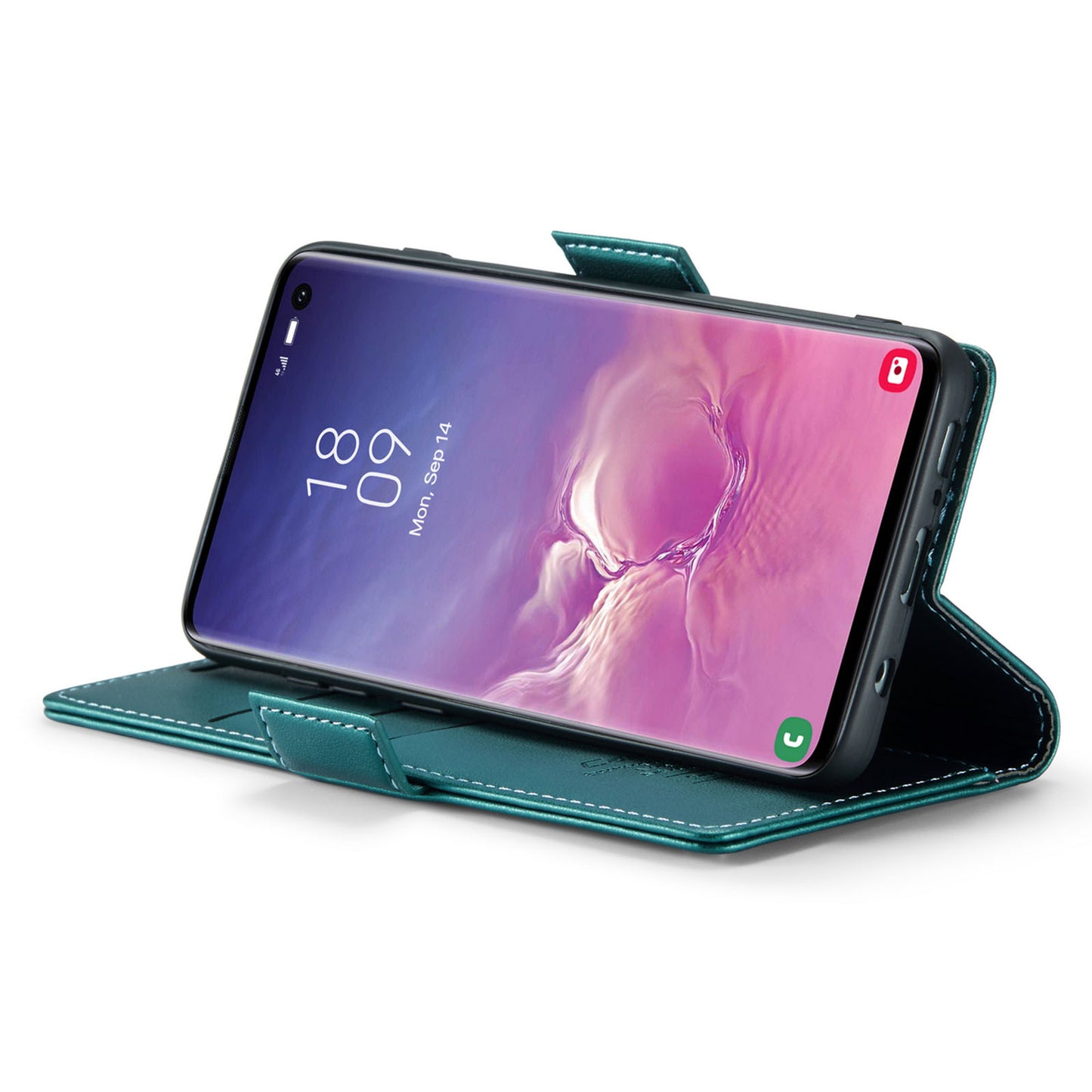 Caseme 023 Series For Samsung Galaxy S10 PU Leather RFID Blocking Case Wallet Stand Phone Cover - Green