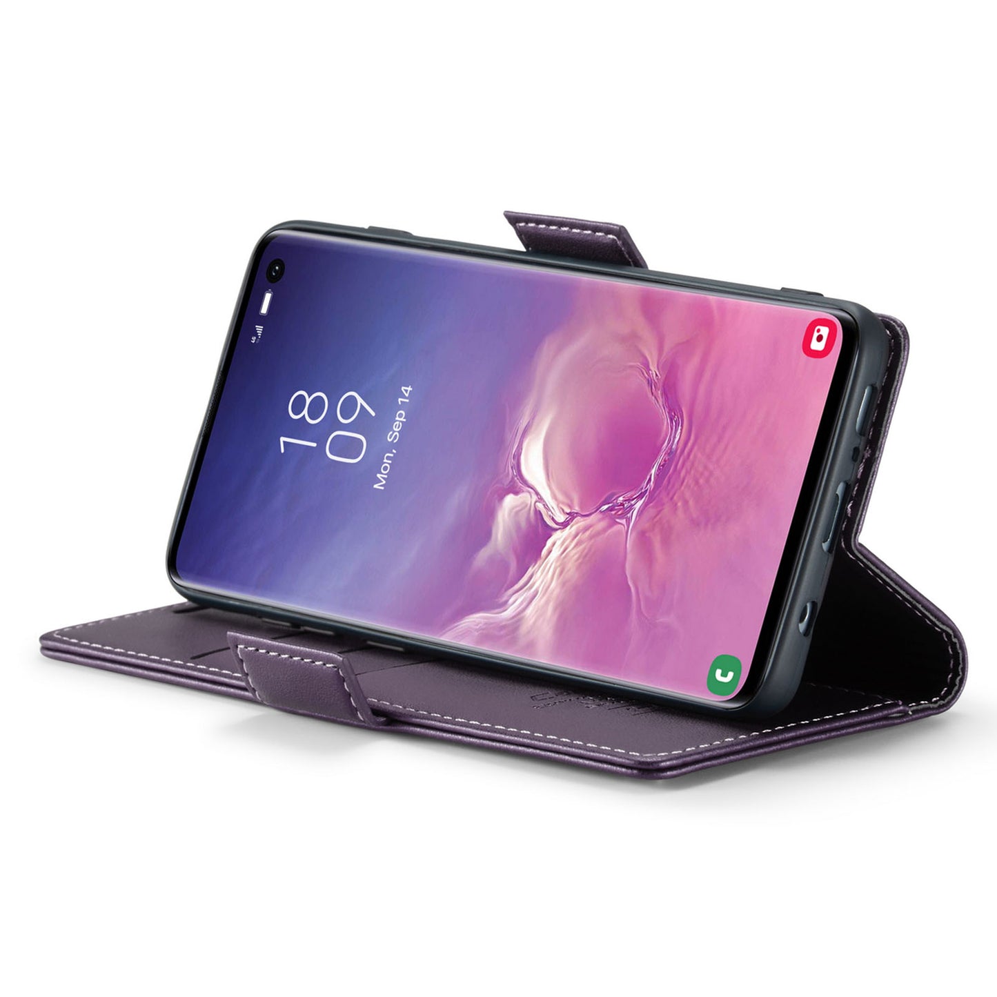 Caseme 023 Series For Samsung Galaxy S10 PU Leather RFID Blocking Case Wallet Stand Phone Cover - Purple