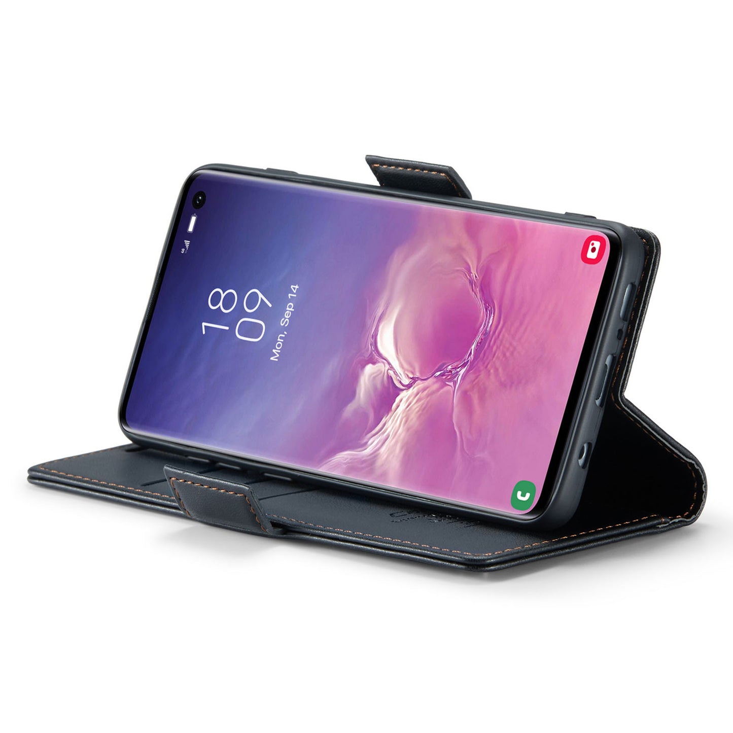Caseme 023 Series For Samsung Galaxy S10 PU Leather RFID Blocking Case Wallet Stand Phone Cover - Black