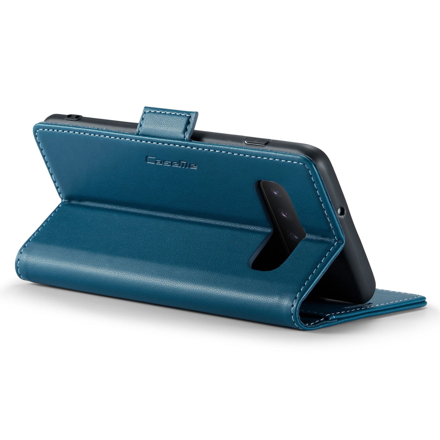 Caseme 023 Series For Samsung Galaxy S10 PU Leather RFID Blocking Case Wallet Stand Phone Cover - Blue