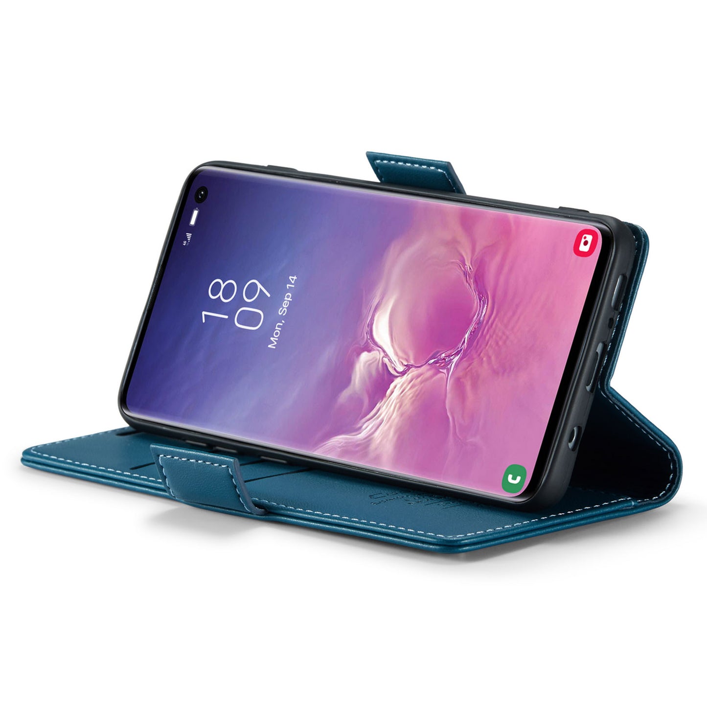 Caseme 023 Series For Samsung Galaxy S10 PU Leather RFID Blocking Case Wallet Stand Phone Cover - Blue