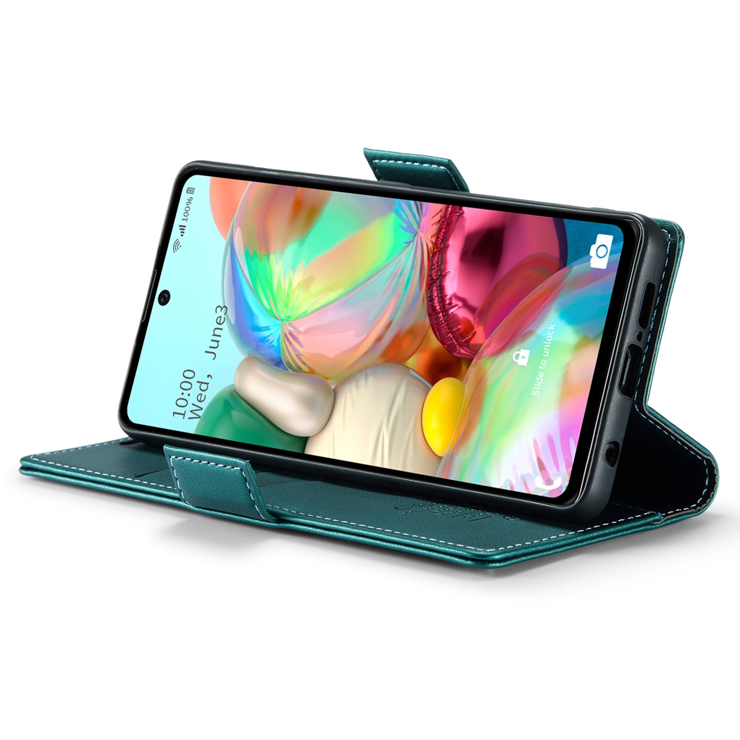 Caseme 023 Series For Samsung Galaxy A71 4G SM-A715 PU Leather Stand Phone Case RFID Blocking Wallet Cover - Green