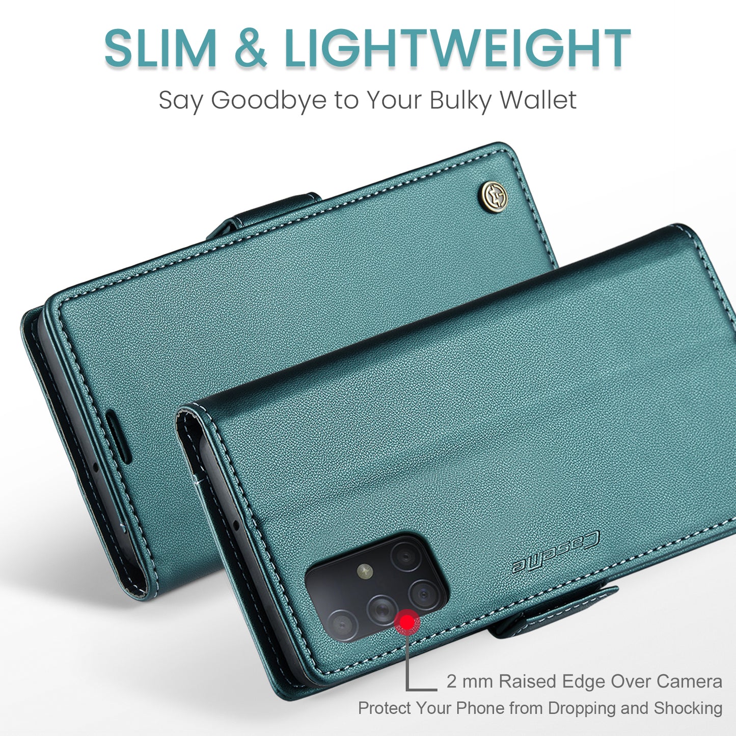 Caseme 023 Series For Samsung Galaxy A71 4G SM-A715 PU Leather Stand Phone Case RFID Blocking Wallet Cover - Green
