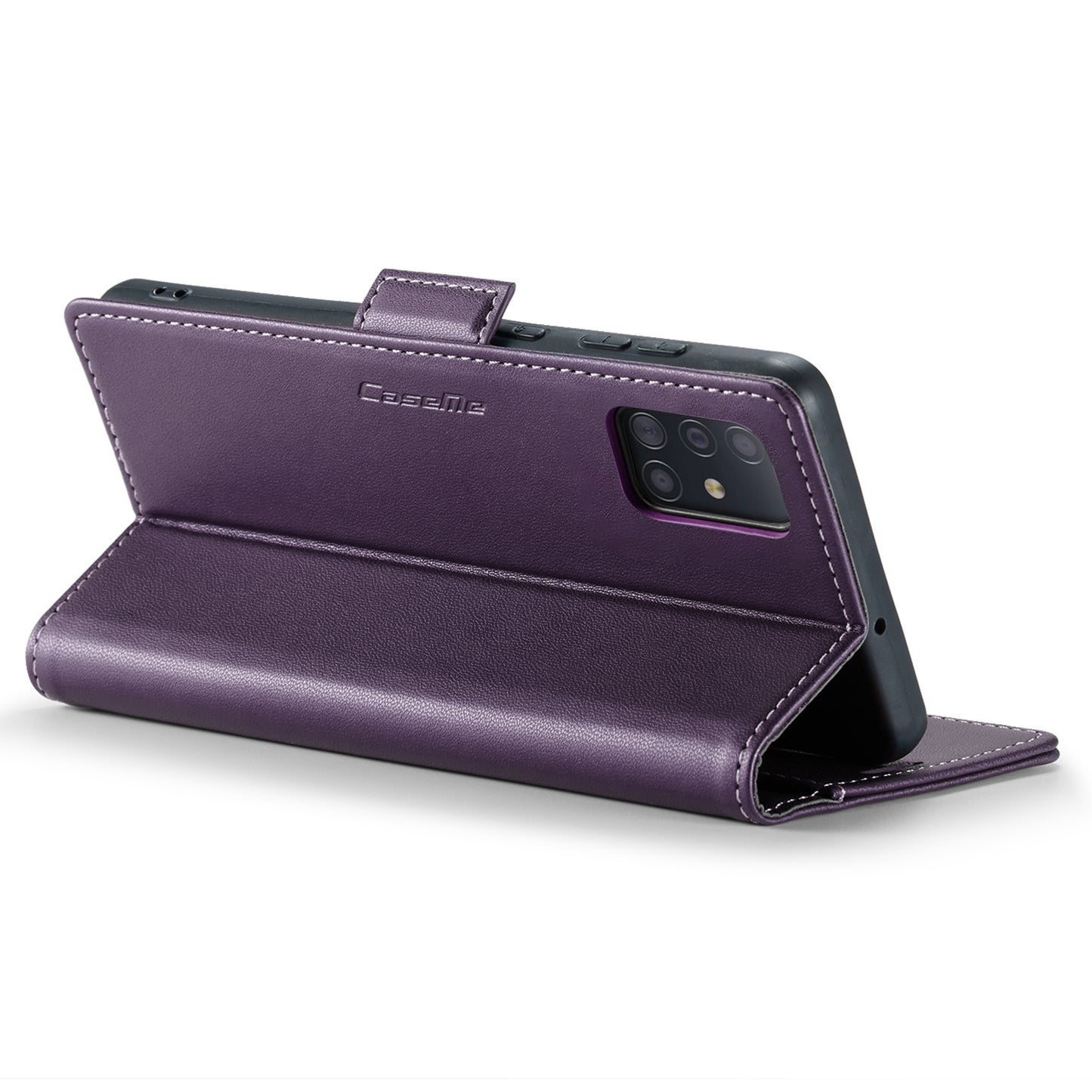 Caseme 023 Series Leather Phone Case for Samsung Galaxy A51 4G SM-A515 / M40S , Stand RFID Blocking Wallet Flip Cover - Purple
