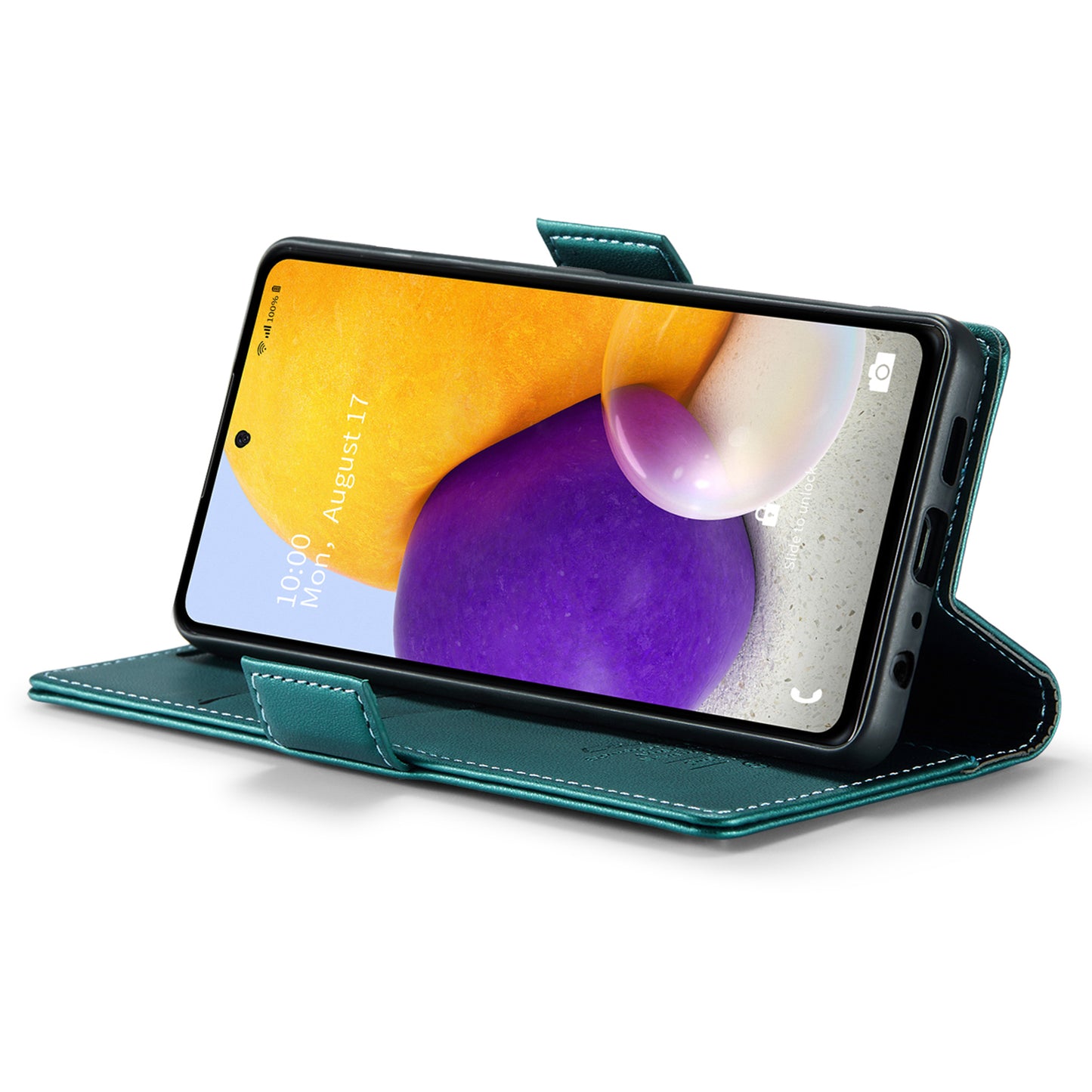 Caseme 023 Series For Samsung Galaxy A72 4G / 5G RFID Blocking Phone Leather Case Wallet Stand Cover - Green