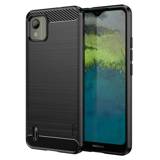 Uniqkart TPU Series-1 TPU Phone Case for Nokia C110 Carbon Fiber Brushed Phone Cover - Black