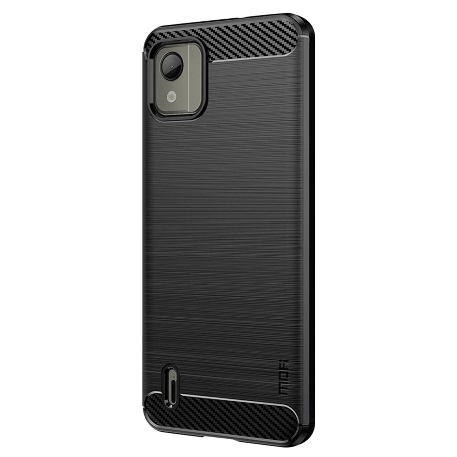 Uniqkart TPU Series-1 TPU Phone Case for Nokia C110 Carbon Fiber Brushed Phone Cover - Black