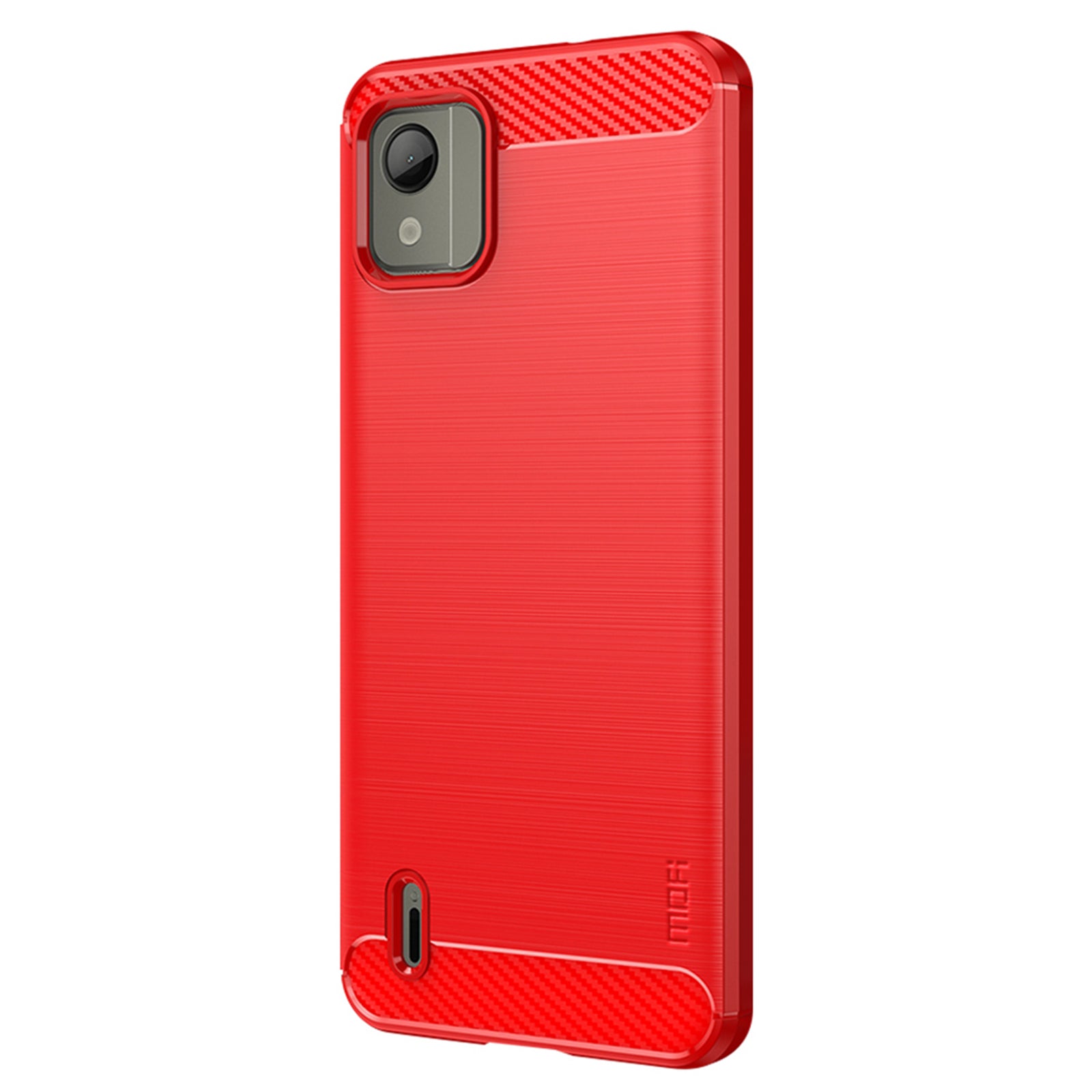 Uniqkart TPU Series-1 TPU Phone Case for Nokia C110 Carbon Fiber Brushed Phone Cover - Red