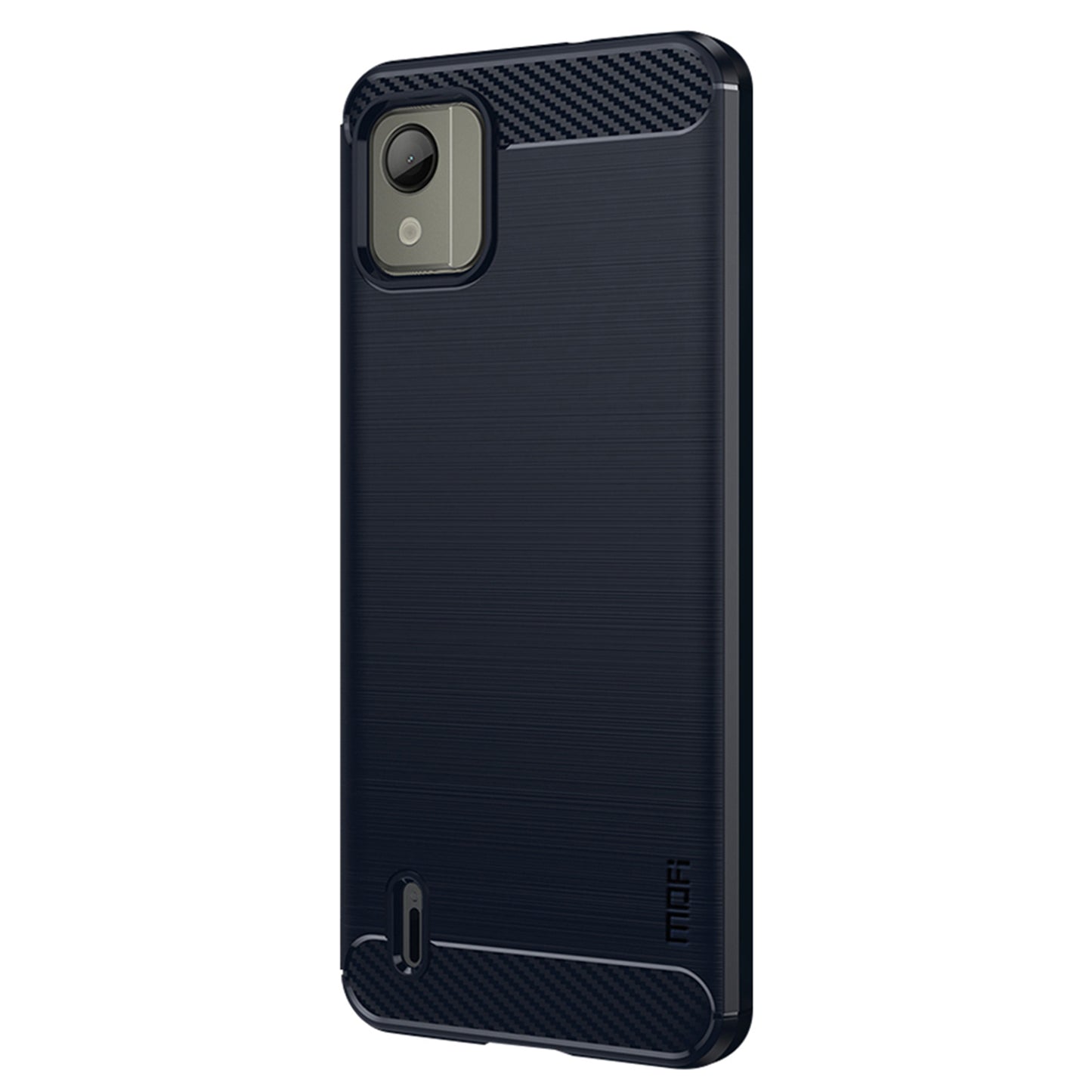 Uniqkart TPU Series-1 TPU Phone Case for Nokia C110 Carbon Fiber Brushed Phone Cover - Blue