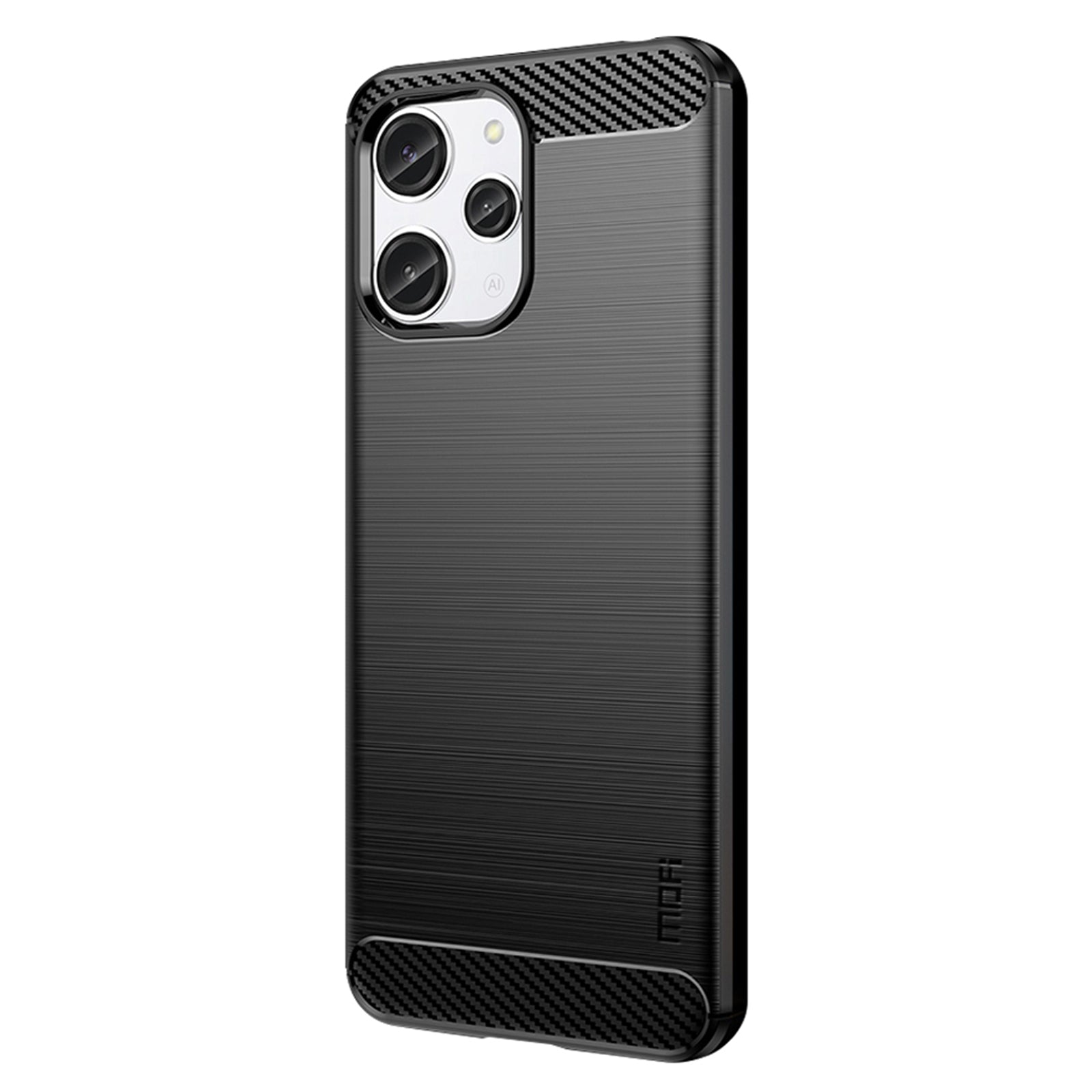 Uniqkart TPU Series-1 for Xiaomi Redmi 12 4G Carbon Fiber Texture Shell Brushed TPU Phone Case Phone Cover - Black