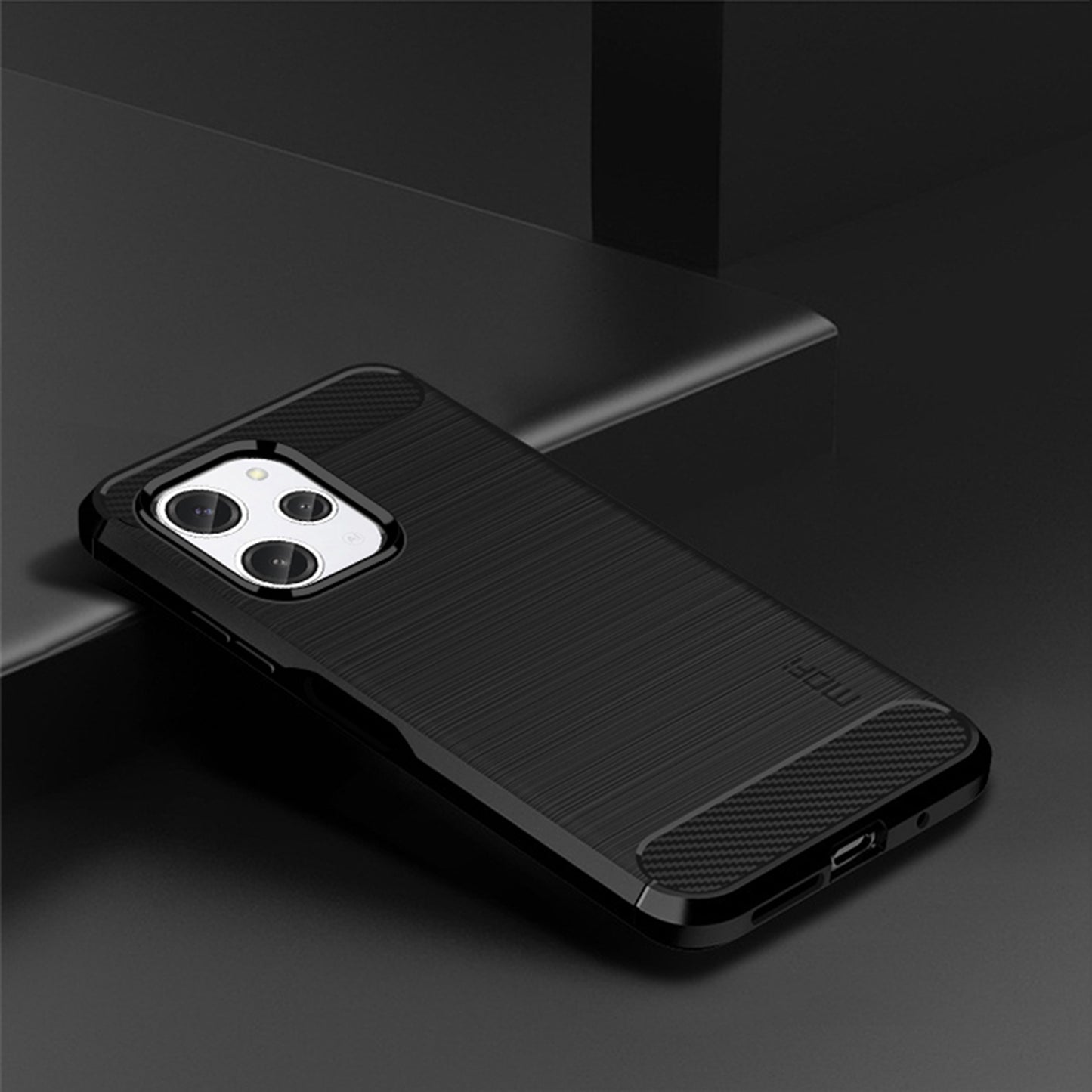 Uniqkart TPU Series-1 for Xiaomi Redmi 12 4G Carbon Fiber Texture Shell Brushed TPU Phone Case Phone Cover - Black