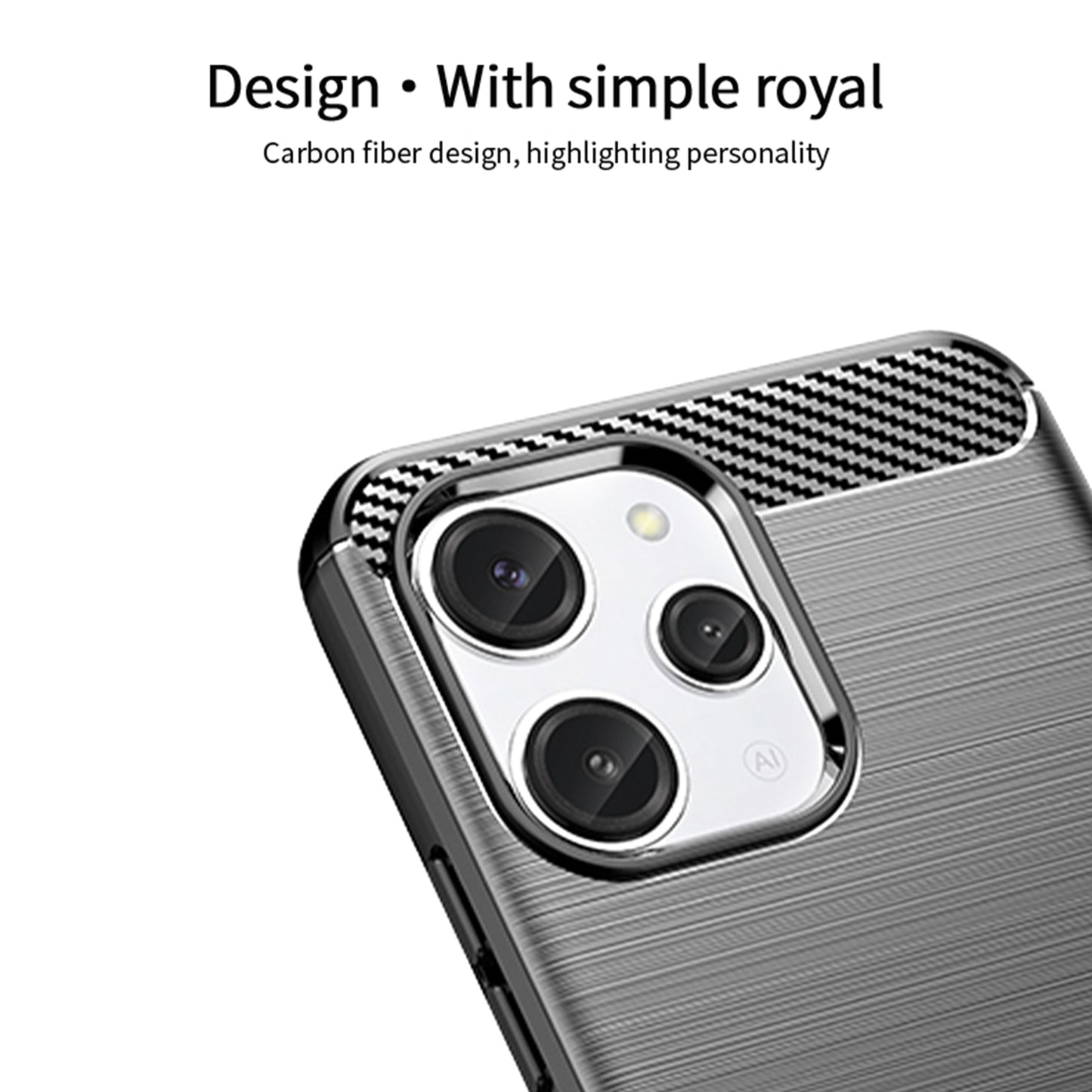 Uniqkart TPU Series-1 for Xiaomi Redmi 12 4G Carbon Fiber Texture Shell Brushed TPU Phone Case Phone Cover - Black