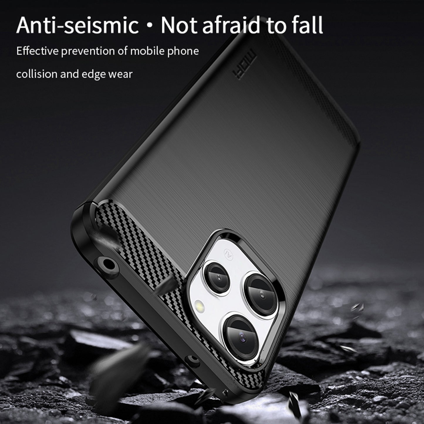Uniqkart TPU Series-1 for Xiaomi Redmi 12 4G Carbon Fiber Texture Shell Brushed TPU Phone Case Phone Cover - Black