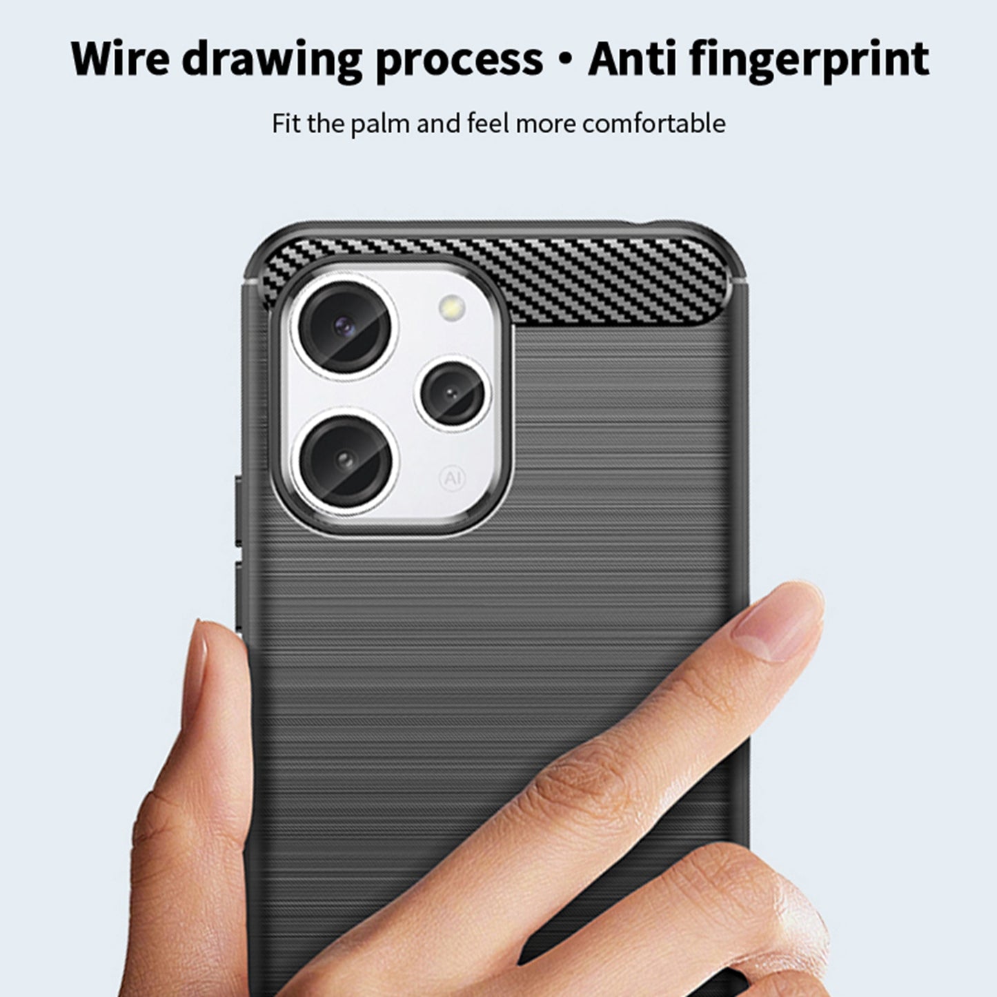 Uniqkart TPU Series-1 for Xiaomi Redmi 12 4G Carbon Fiber Texture Shell Brushed TPU Phone Case Phone Cover - Black