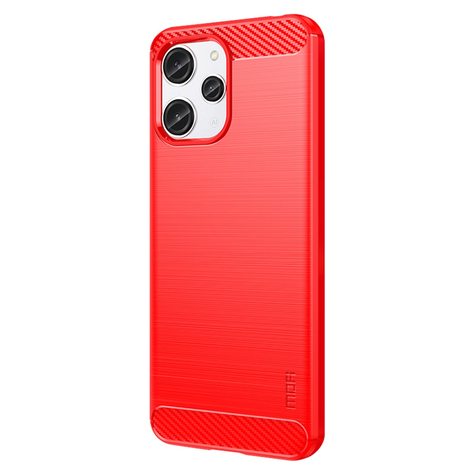 Uniqkart TPU Series-1 for Xiaomi Redmi 12 4G Carbon Fiber Texture Shell Brushed TPU Phone Case Phone Cover - Red