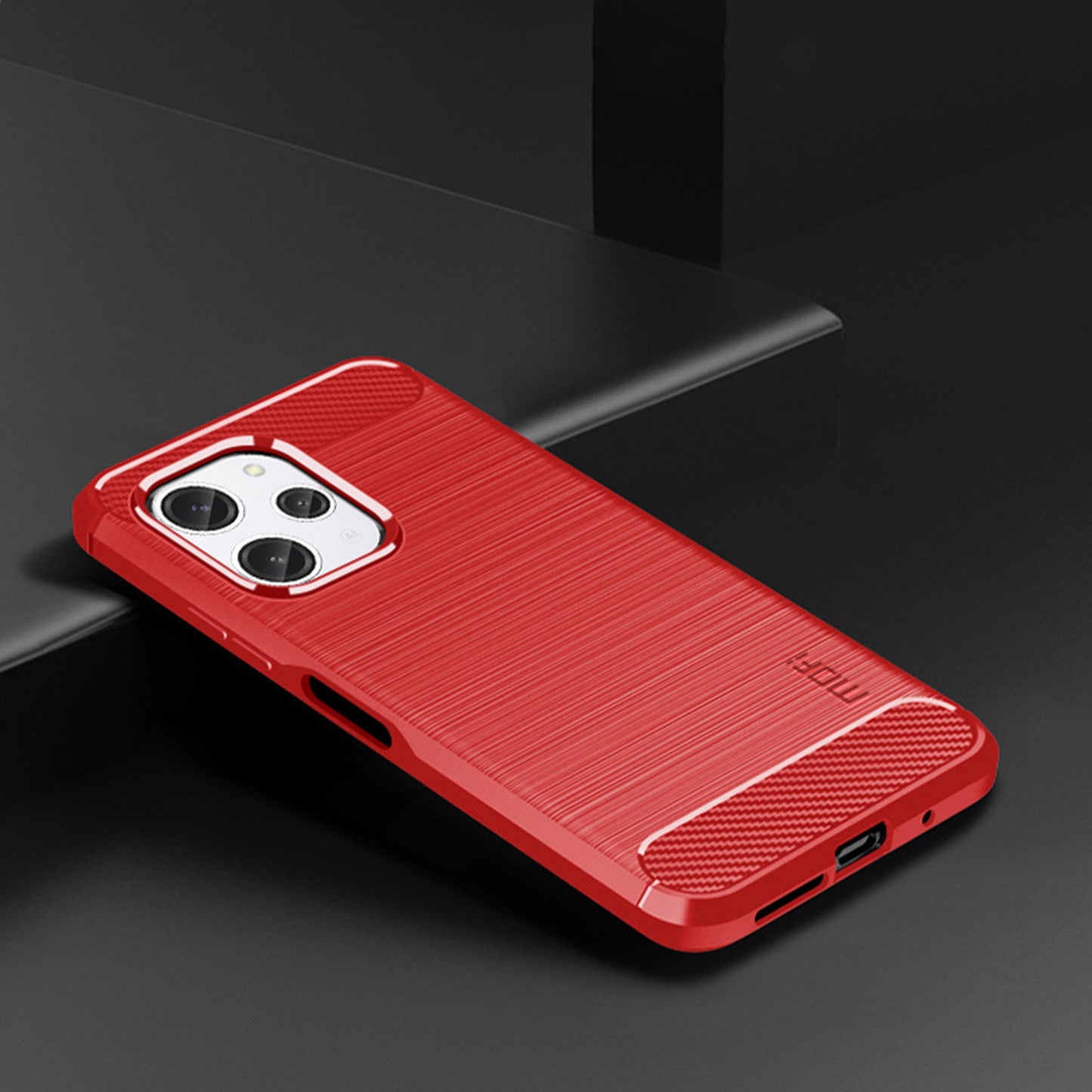 Uniqkart TPU Series-1 for Xiaomi Redmi 12 4G Carbon Fiber Texture Shell Brushed TPU Phone Case Phone Cover - Red