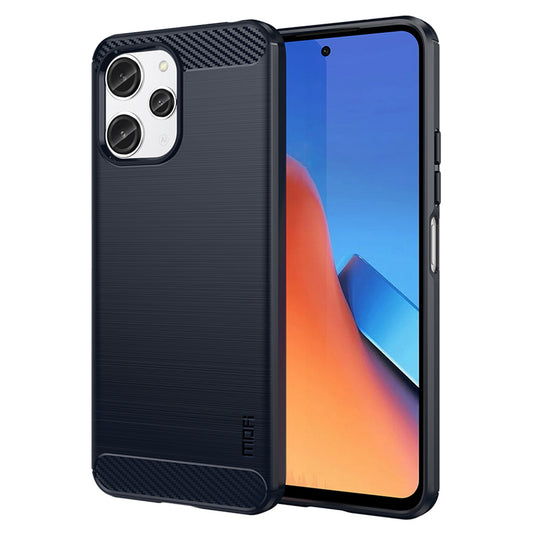 Uniqkart TPU Series-1 for Xiaomi Redmi 12 4G Carbon Fiber Texture Shell Brushed TPU Phone Case Phone Cover - Blue