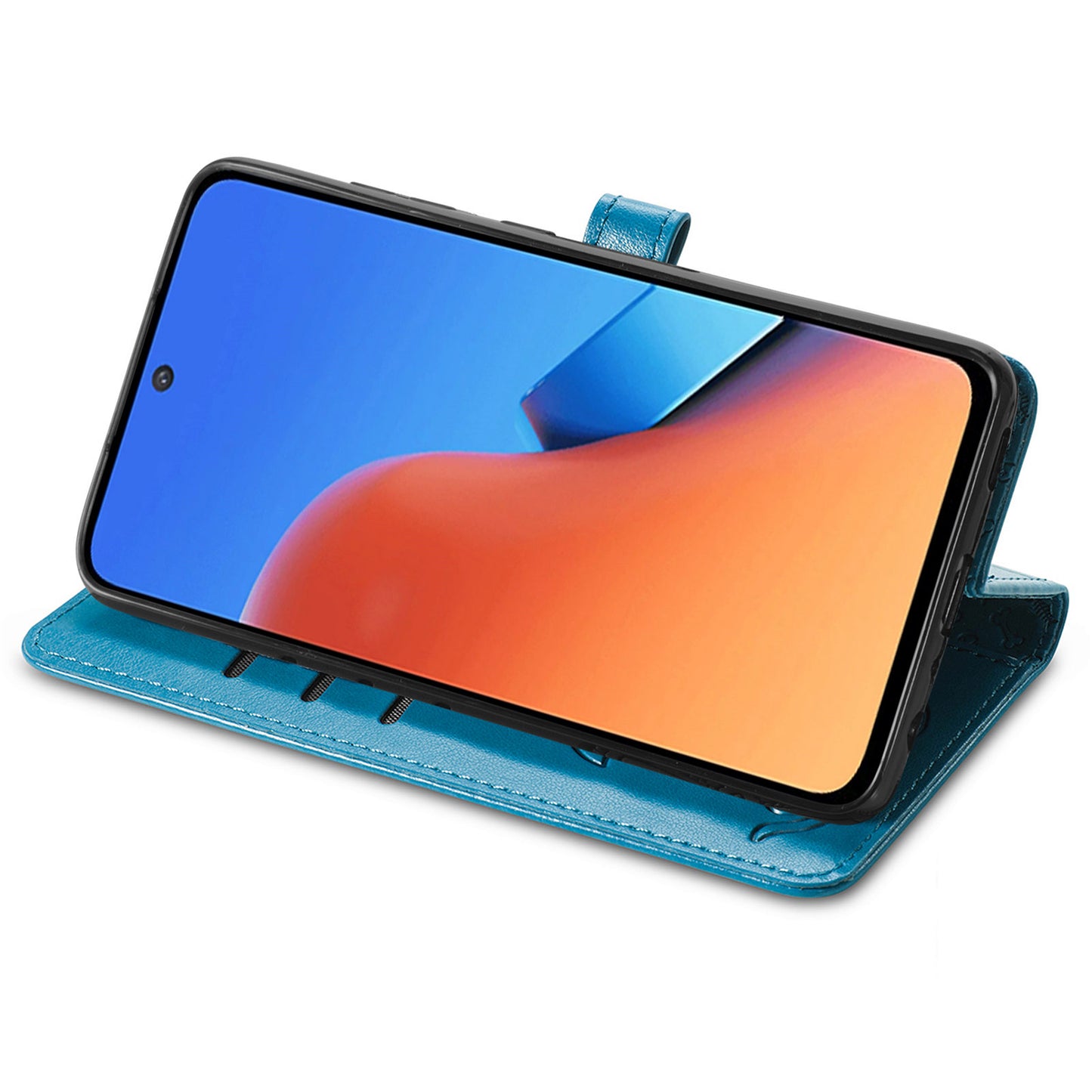 Uniqkart for Xiaomi Redmi 12 4G PU Leather Imprinted Cat Dog Case Flip Stand Wallet Phone Cover - Blue