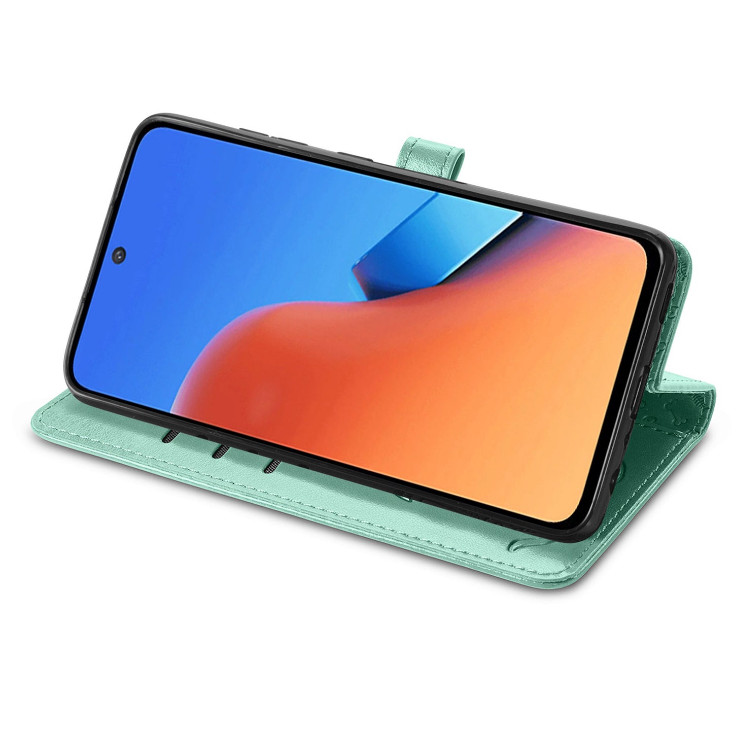 Uniqkart for Xiaomi Redmi 12 4G PU Leather Imprinted Cat Dog Case Flip Stand Wallet Phone Cover - Green