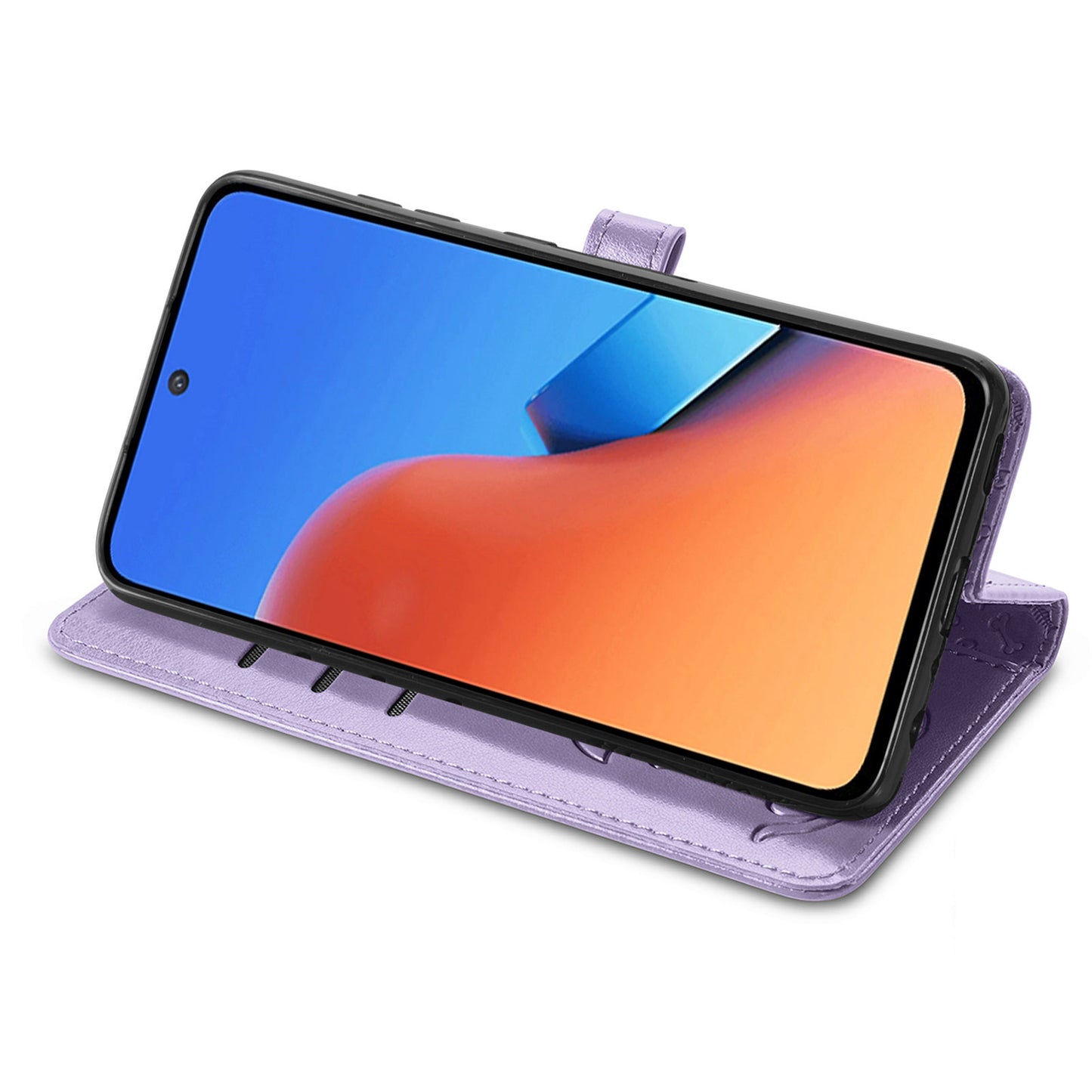 Uniqkart for Xiaomi Redmi 12 4G PU Leather Imprinted Cat Dog Case Flip Stand Wallet Phone Cover - Purple