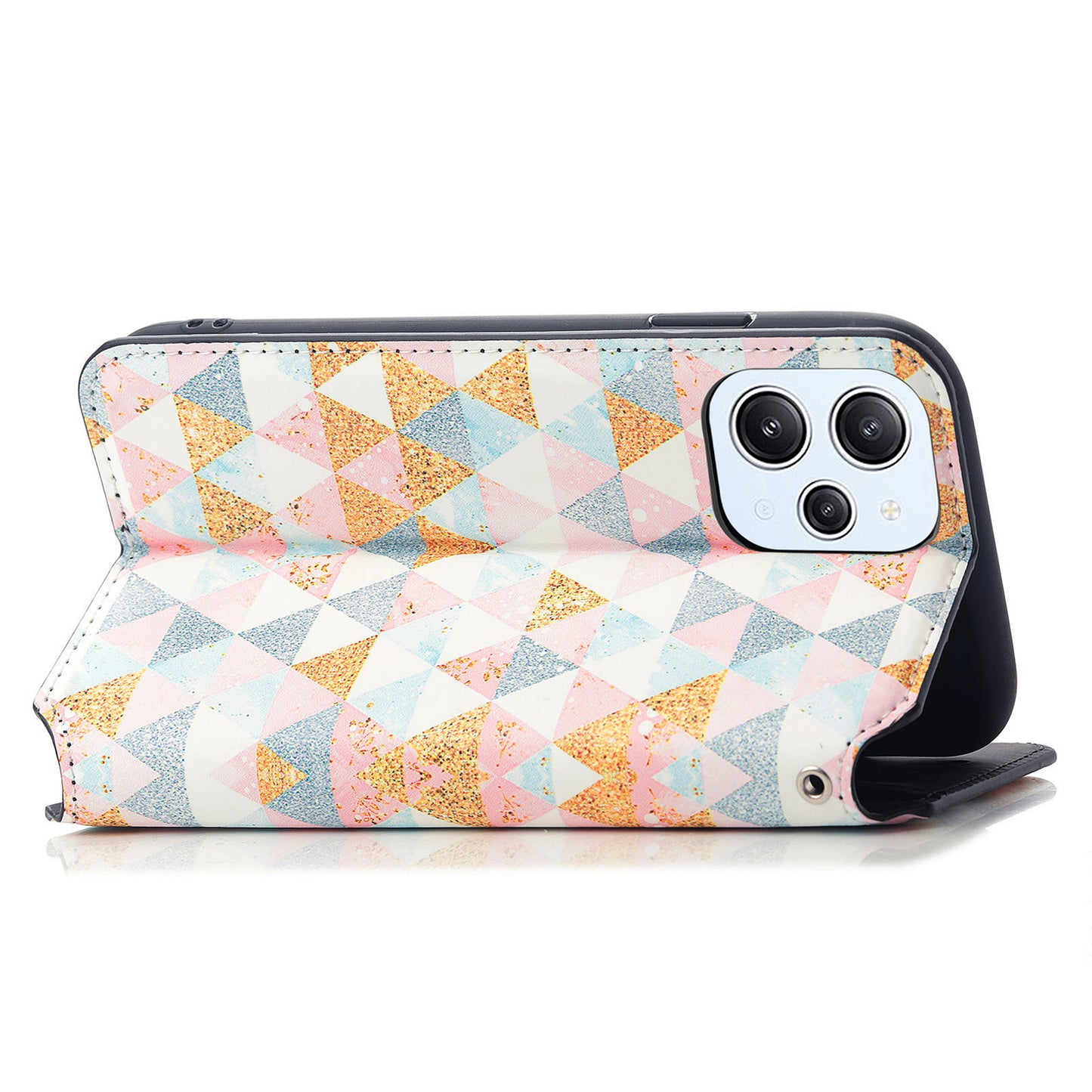 Caseneo 001 Series for Xiaomi Redmi 12 4G Pattern Printing Leather Case RFID Blocking Wallet Phone Cover - Rhombus