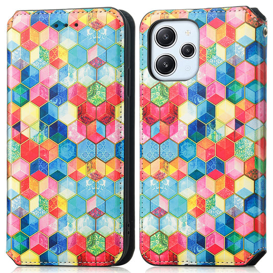 Caseneo 001 Series for Xiaomi Redmi 12 4G Pattern Printing Leather Case RFID Blocking Wallet Phone Cover - Magic Space