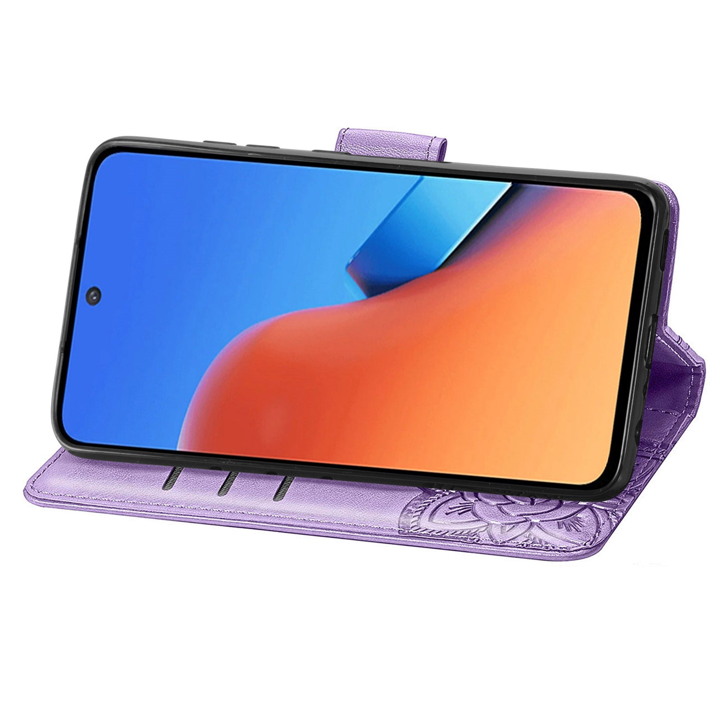 Uniqkart for Xiaomi Redmi 12 4G PU Leather Wallet Case Butterfly Imprinted Phone Cover with Stand - Light Purple