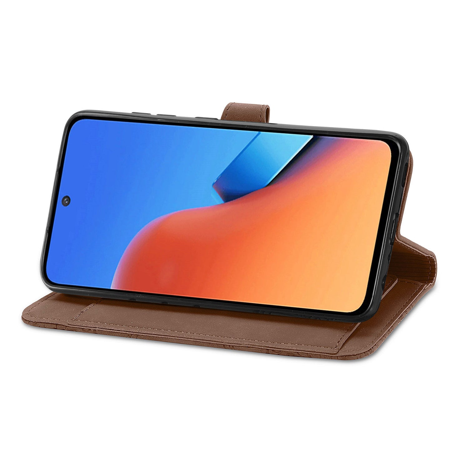Uniqkart for Xiaomi Redmi 12 4G Zipper Pocket Stand Phone Case PU Leather Wallet Flower Imprinted Cover - Brown