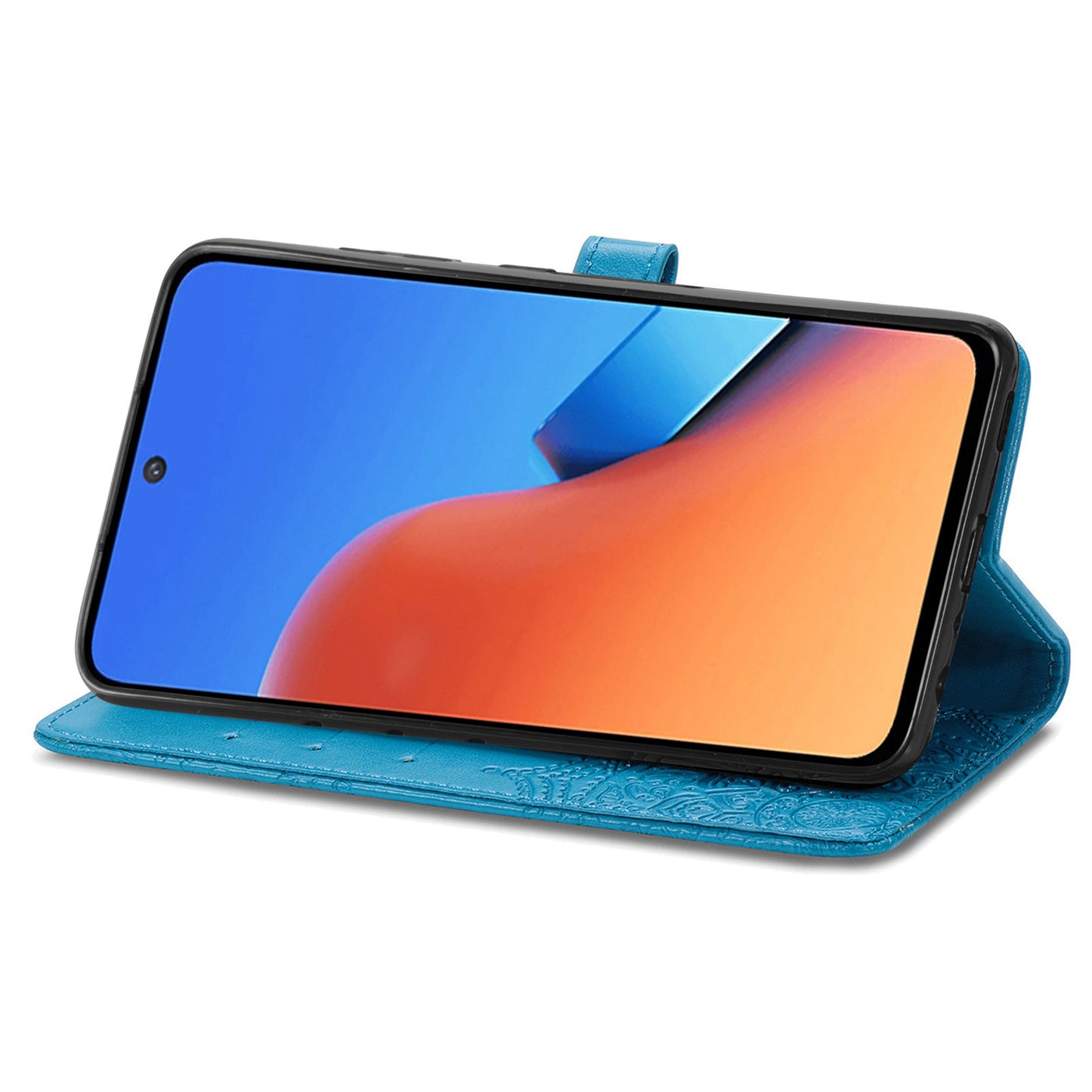 Uniqkart for Xiaomi Redmi 12 4G Embossed Mandala PU Leather Case Stand Wallet Phone Cover - Blue
