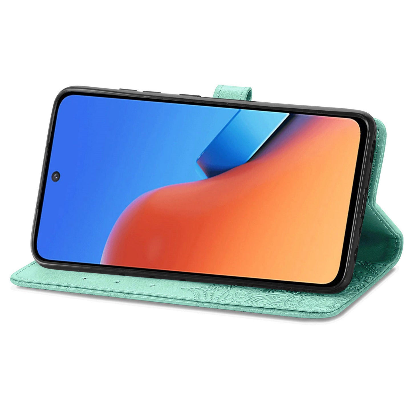 Uniqkart for Xiaomi Redmi 12 4G Embossed Mandala PU Leather Case Stand Wallet Phone Cover - Green