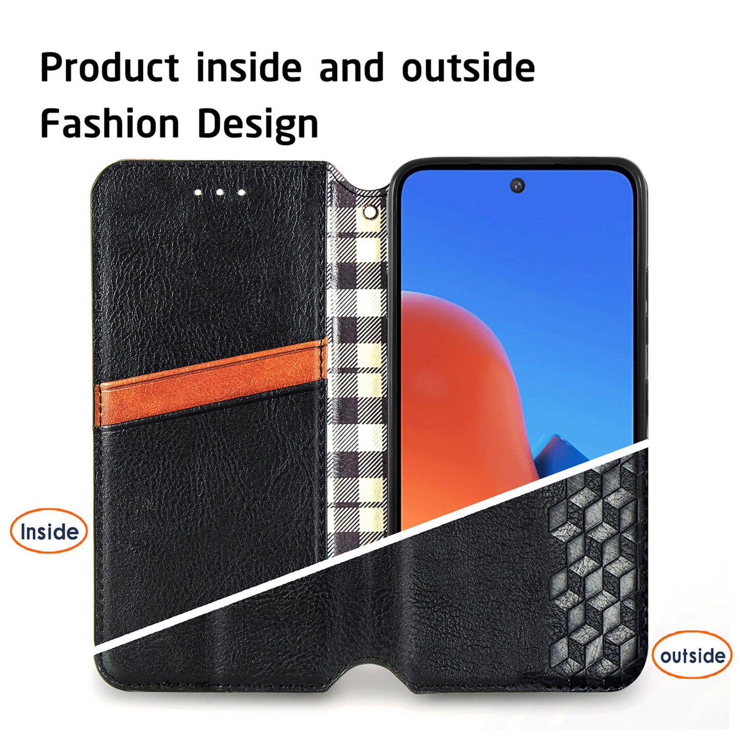 Uniqkart for Xiaomi Redmi 12 4G Imprinted Rhombus Leather Wallet Stand Cover Drop Protection Phone Case - Brown