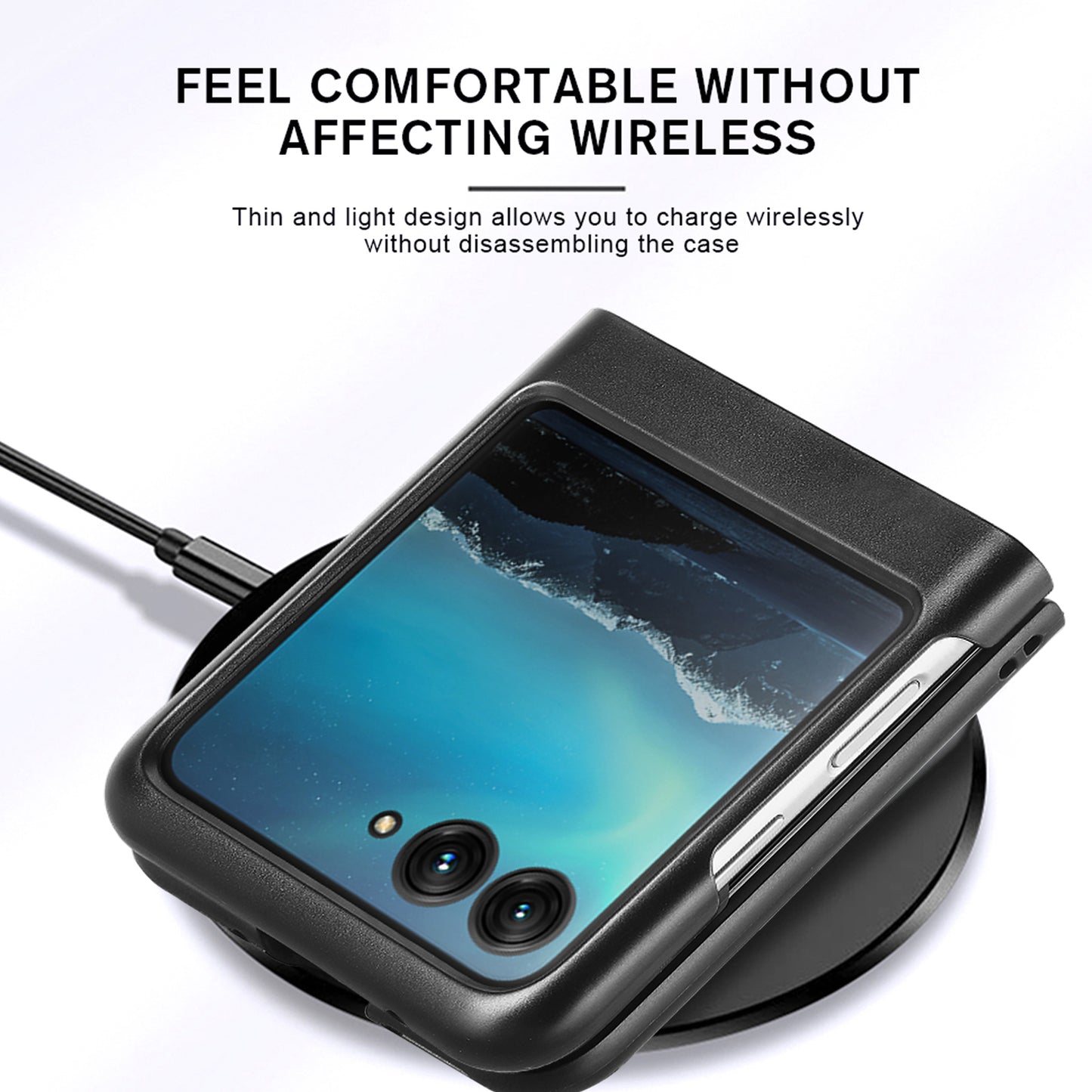 Uniqkart for Motorola Razr 40 Ultra 5G Carbon Fiber Texture Leather Coated PC Cover Anti-drop Phone Case - Black