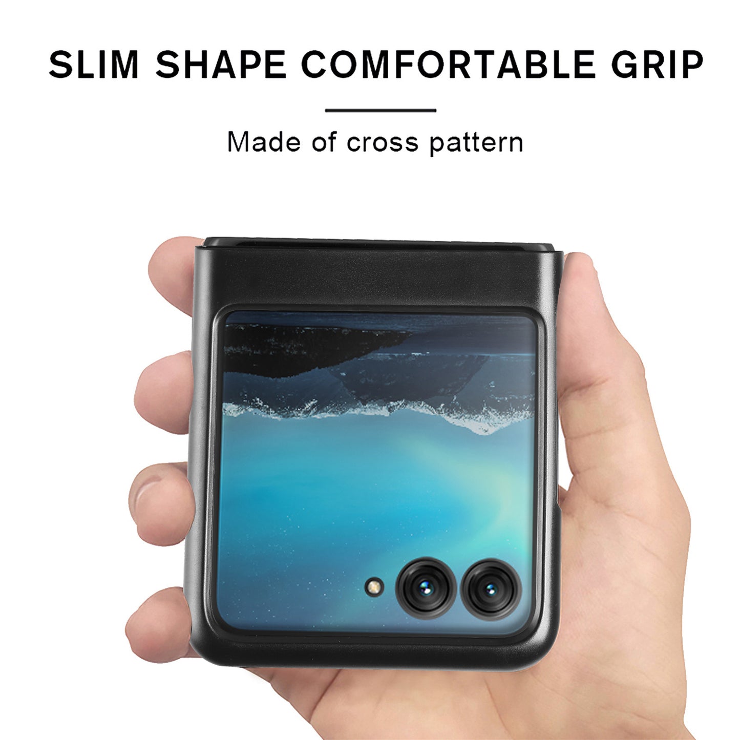 Uniqkart for Motorola Razr 40 Ultra 5G Carbon Fiber Texture Leather Coated PC Cover Anti-drop Phone Case - Black