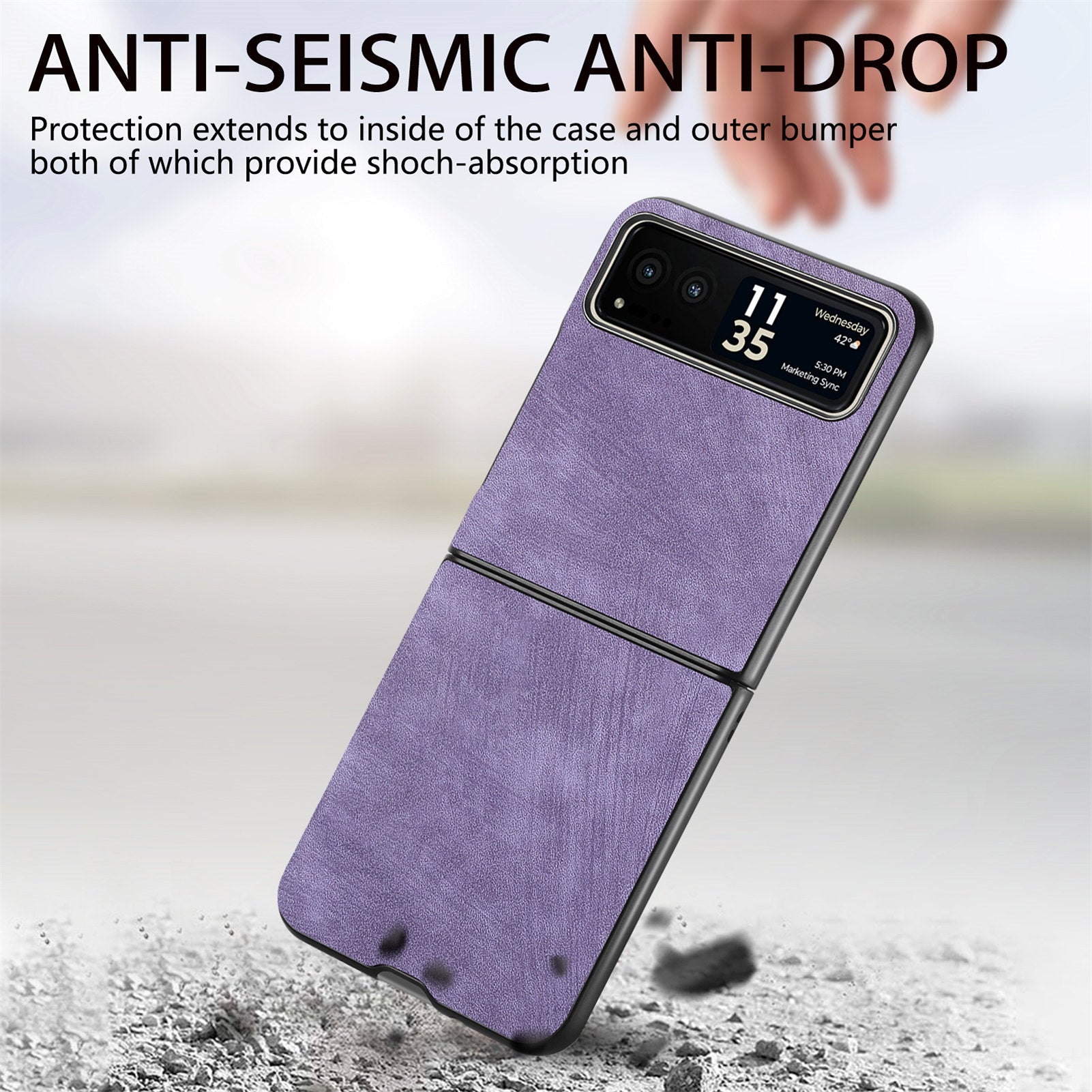 Uniqkart for Motorola Razr 40 5G Phone Case PU Leather Coated PC Case Skin-Touch Protective Cover - Light Purple