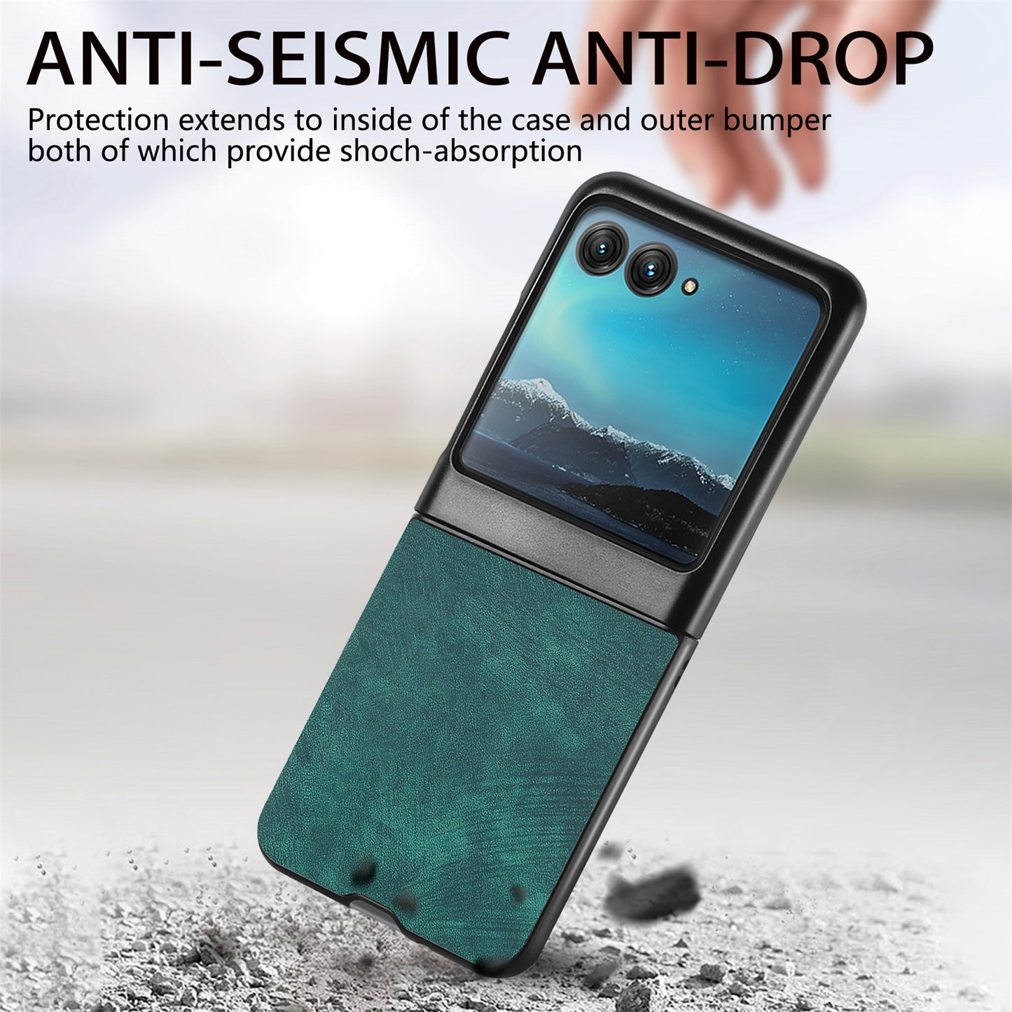 Uniqkart for Motorola Razr 40 Ultra 5G Skin-Touch Phone Case PU Leather Coated PC Case Protective Slim Cover - Green