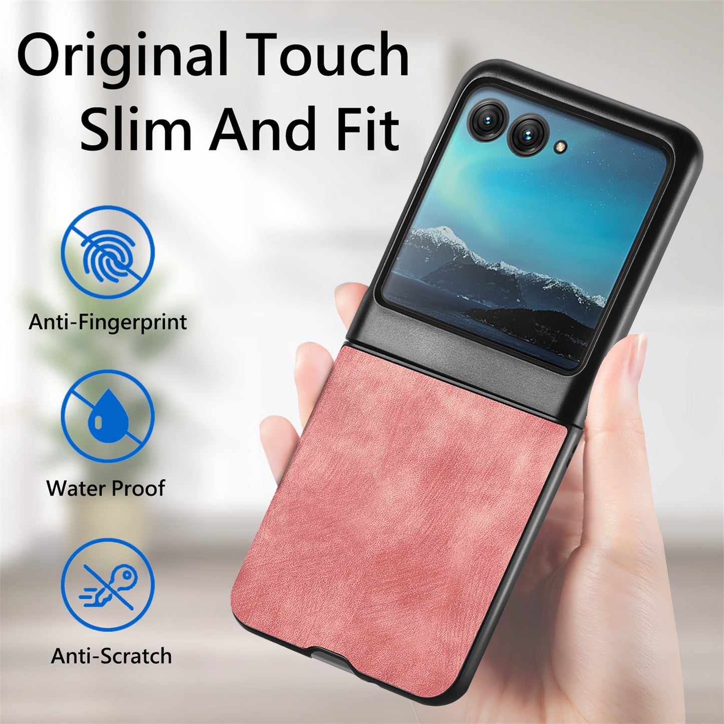 Uniqkart for Motorola Razr 40 Ultra 5G Skin-Touch Phone Case PU Leather Coated PC Case Protective Slim Cover - Rose Pink