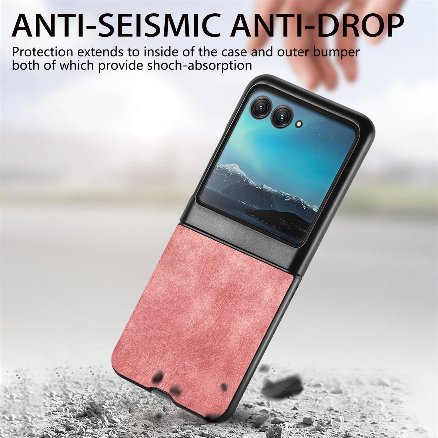 Uniqkart for Motorola Razr 40 Ultra 5G Skin-Touch Phone Case PU Leather Coated PC Case Protective Slim Cover - Rose Pink