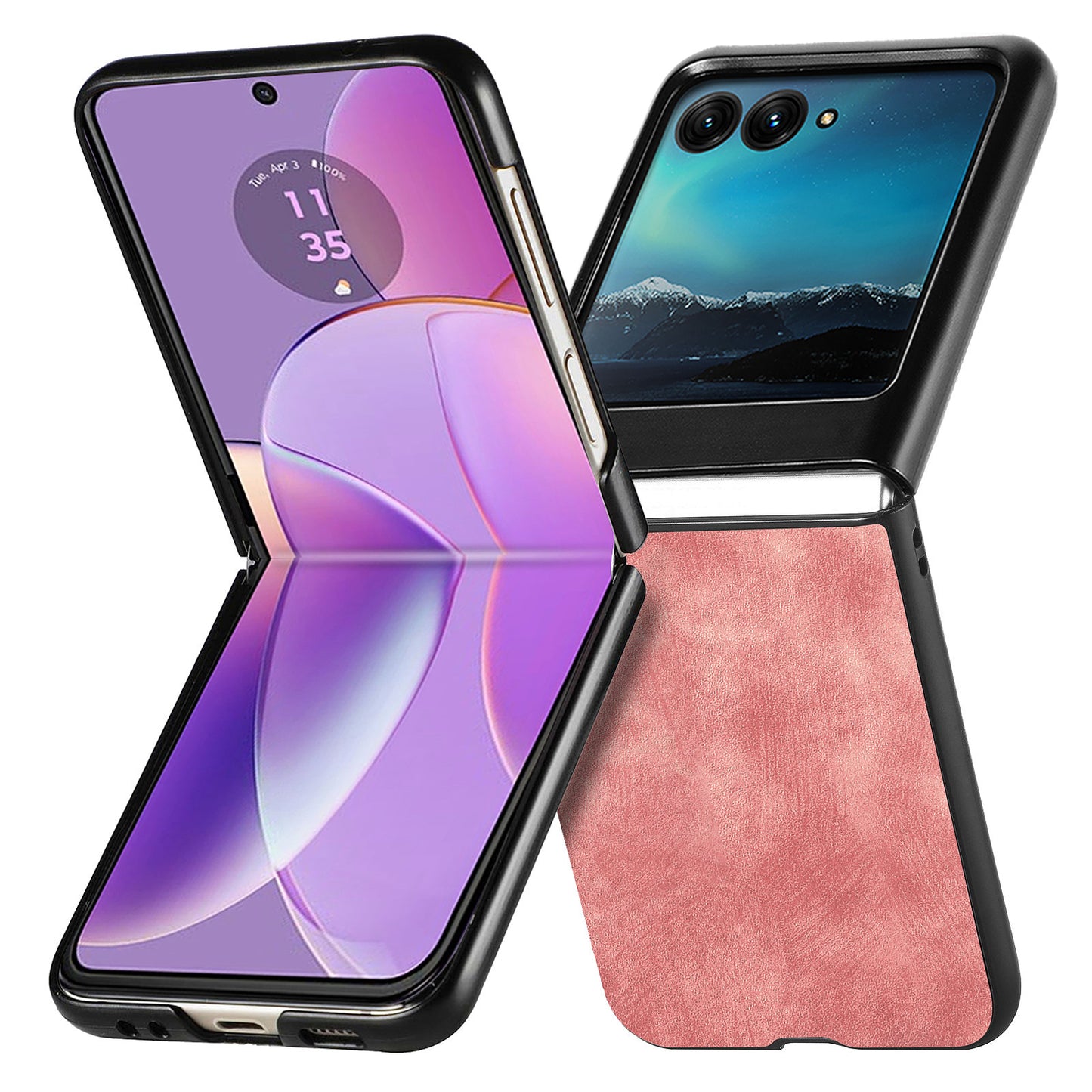 Uniqkart for Motorola Razr 40 Ultra 5G Skin-Touch Phone Case PU Leather Coated PC Case Protective Slim Cover - Rose Pink