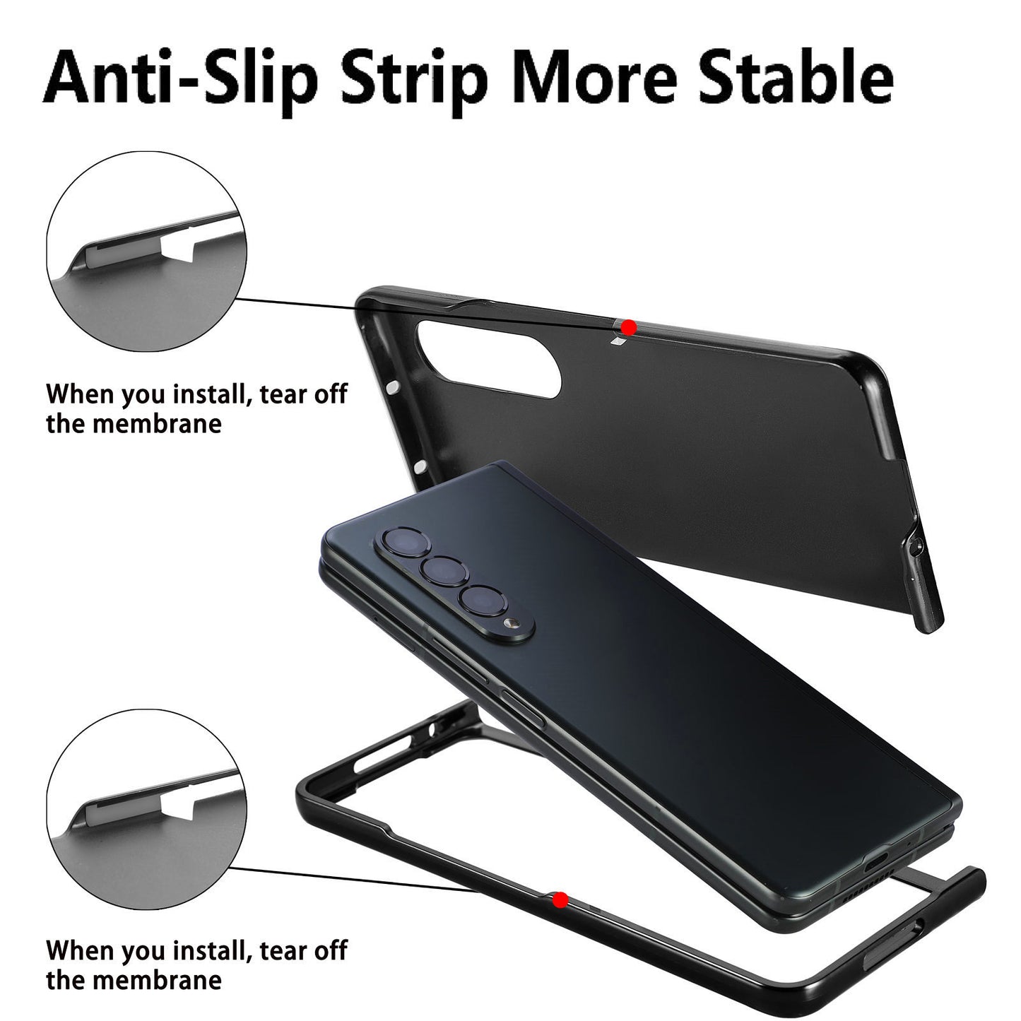 Uniqkart for Samsung Galaxy Z Fold5 5G Phone Case PU Leather+PC Phone Cover with Hand Strap, Pencil Slot - Blue