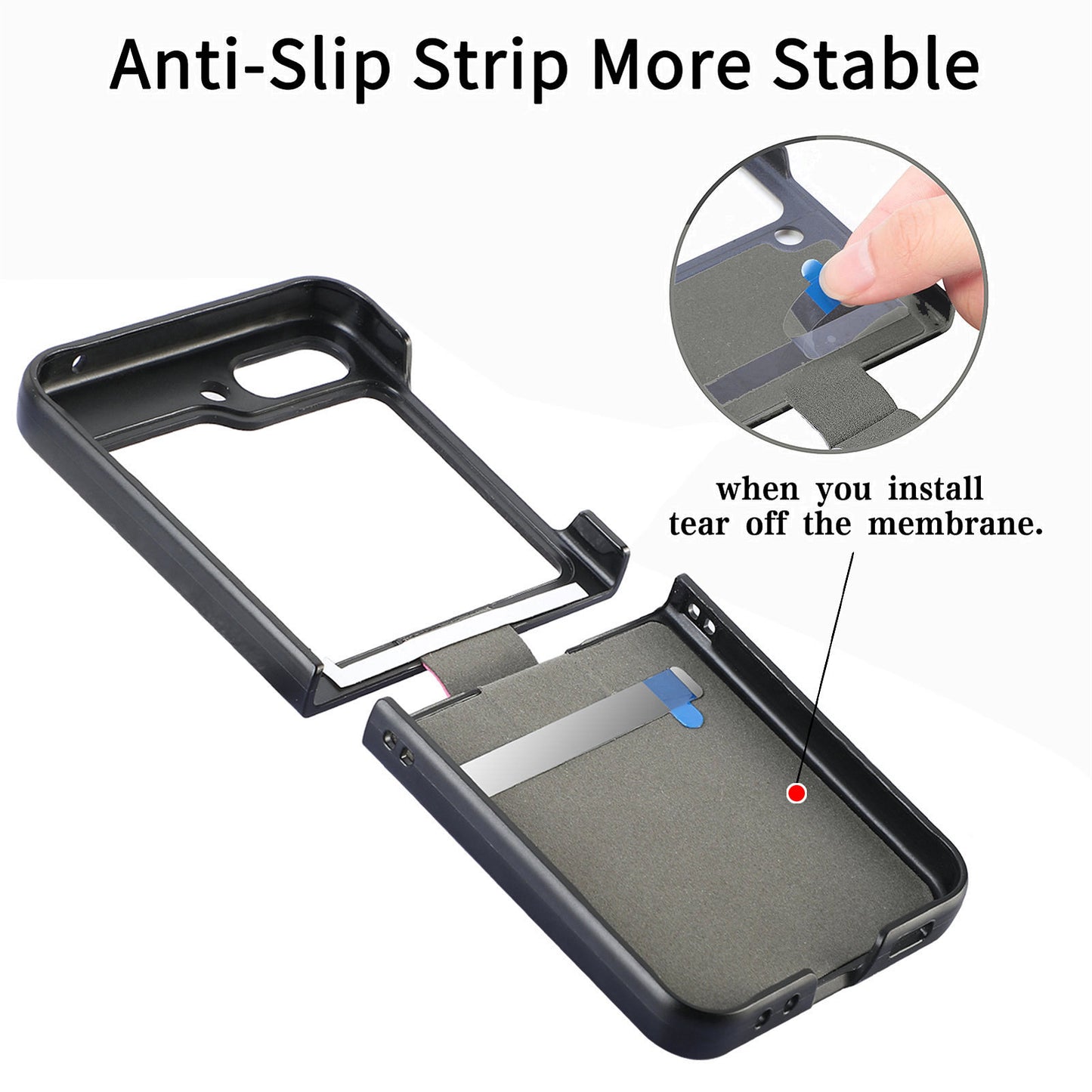 Uniqkart for Samsung Galaxy Z Flip5 5G Kickstand Phone Case Litchi Texture Leather+Hard PC Protective Cover - Grey