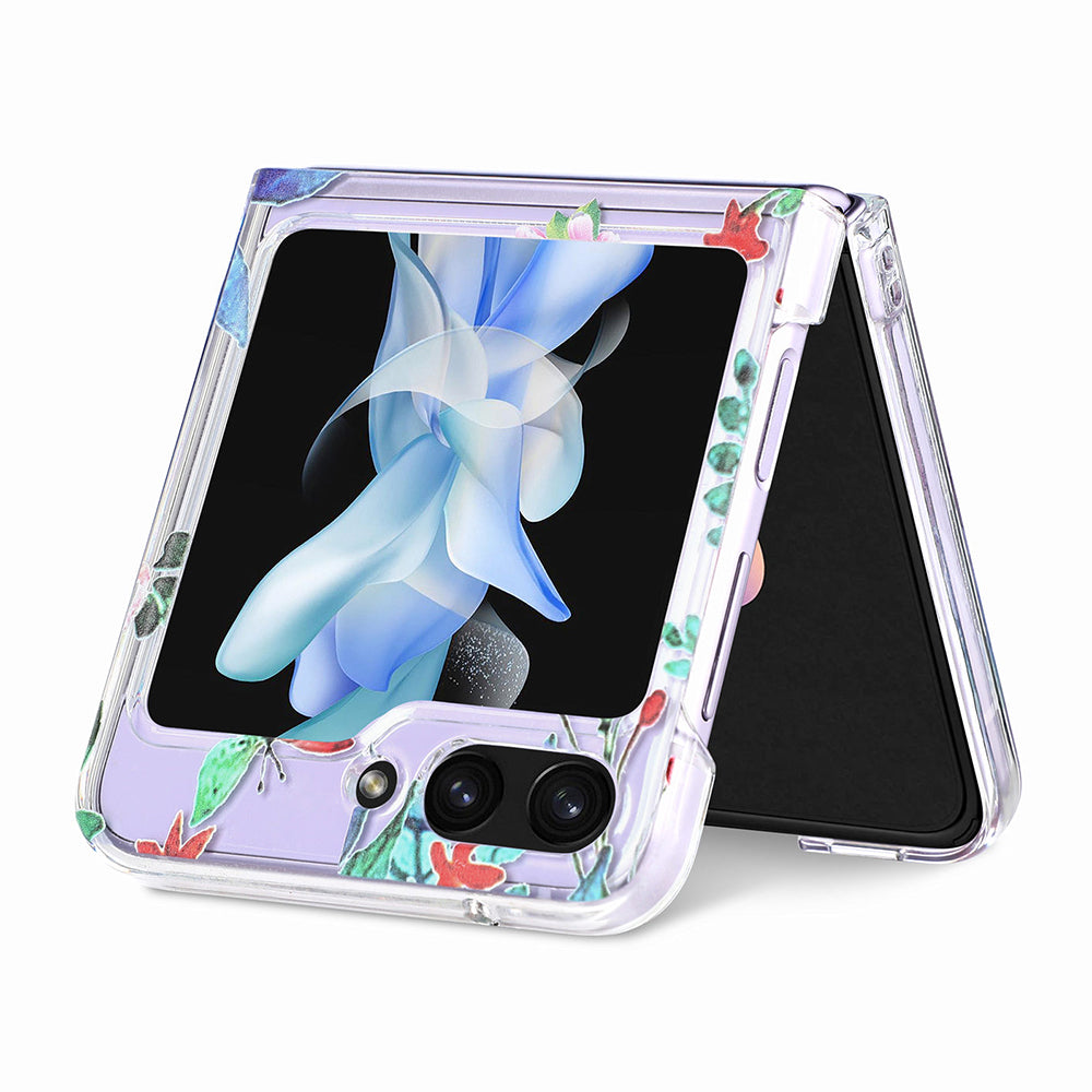 Uniqkart for Samsung Galaxy Z Flip5 5G Hard PC Phone Case Butterfly Pattern Printing Shockproof Phone Cover - Purple