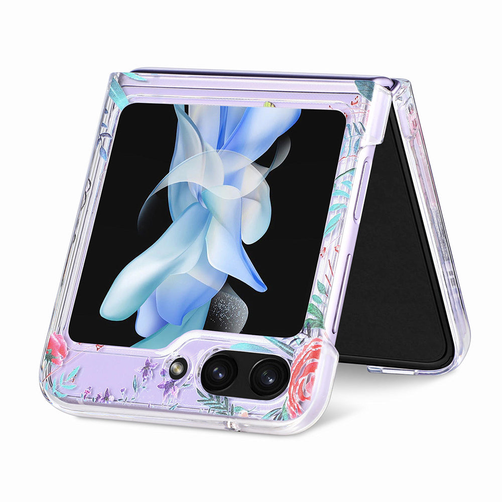 Uniqkart for Samsung Galaxy Z Flip5 5G Hard PC Phone Case Butterfly Pattern Printing Shockproof Phone Cover - Yellow