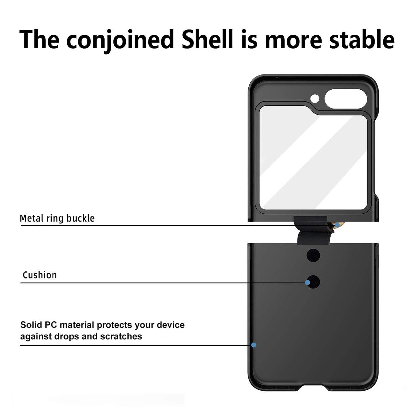 Uniqkart for Samsung Galaxy Z Flip5 5G Slim PC Phone Case Rubberized Shockproof Cover with Finger Ring - Red