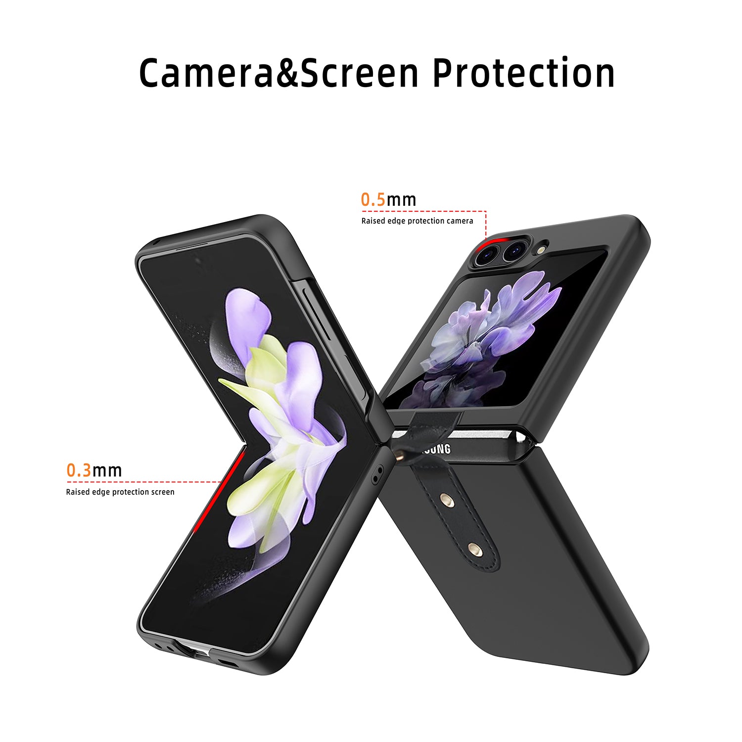 Uniqkart for Samsung Galaxy Z Flip5 5G Slim PC Phone Case Rubberized Shockproof Cover with Finger Ring - Rose Gold