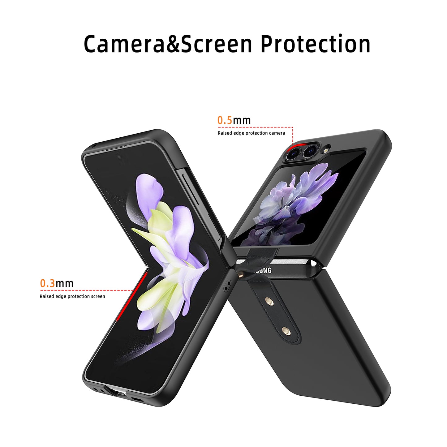 Uniqkart for Samsung Galaxy Z Flip5 5G Slim PC Phone Case Rubberized Shockproof Cover with Finger Ring - Rose Gold