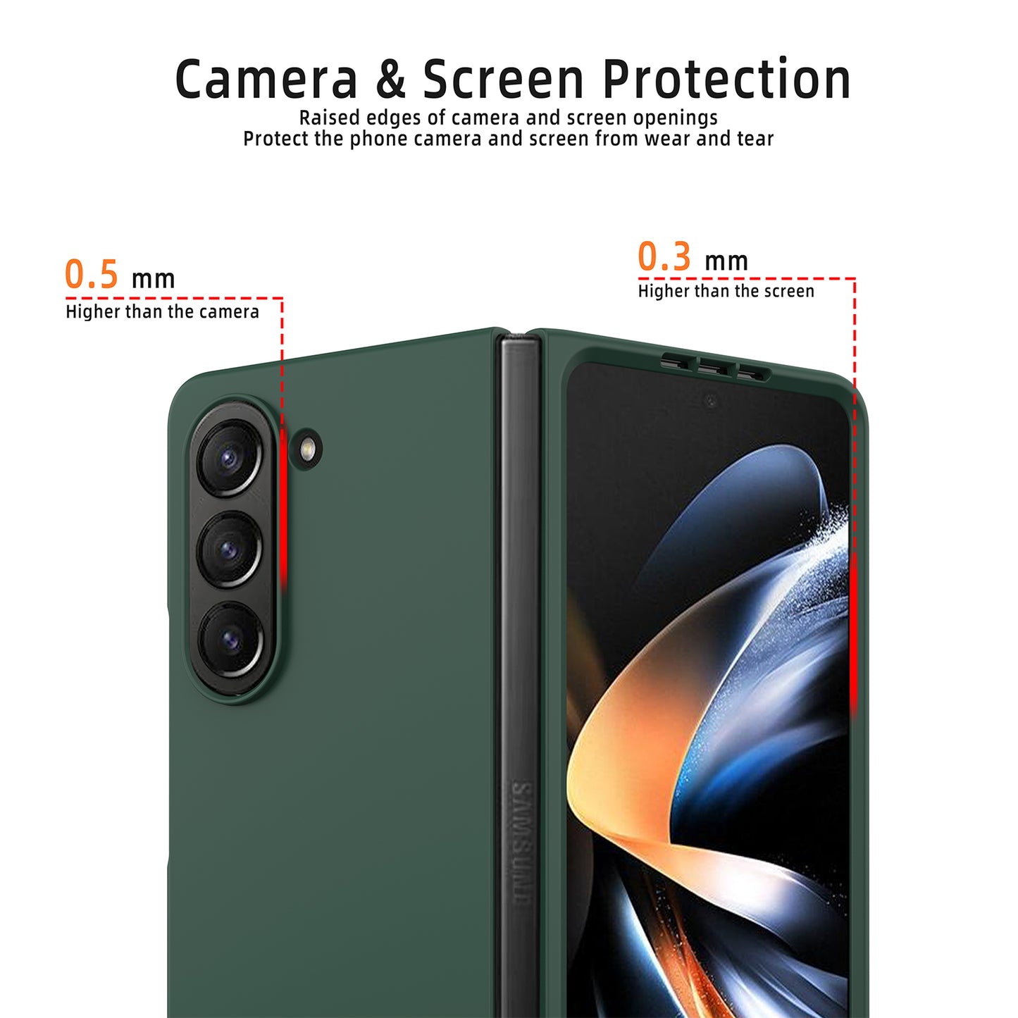 Uniqkart for Samsung Galaxy Z Fold5 5G Slim PC Phone Case Rubberized Anti-Scratch Shockproof Cover - Red