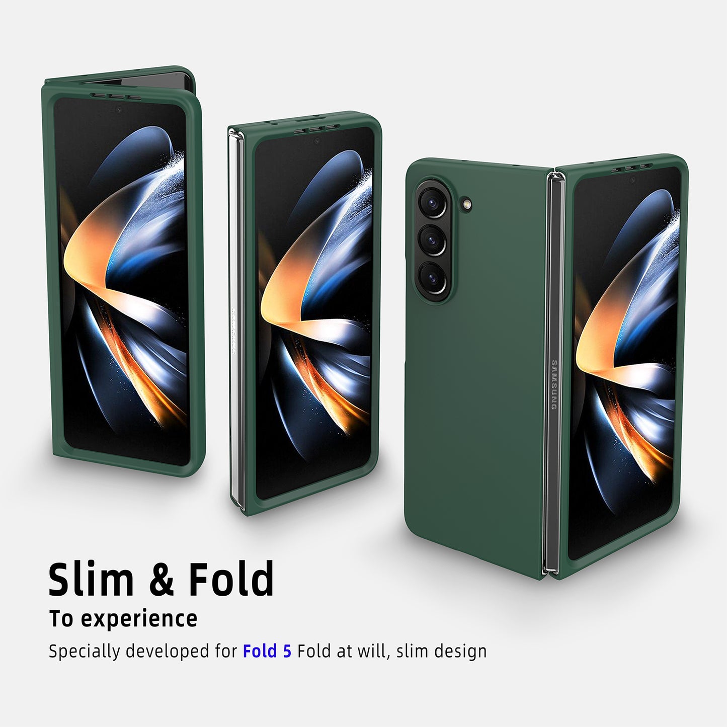 Uniqkart for Samsung Galaxy Z Fold5 5G Slim PC Phone Case Rubberized Anti-Scratch Shockproof Cover - Gold